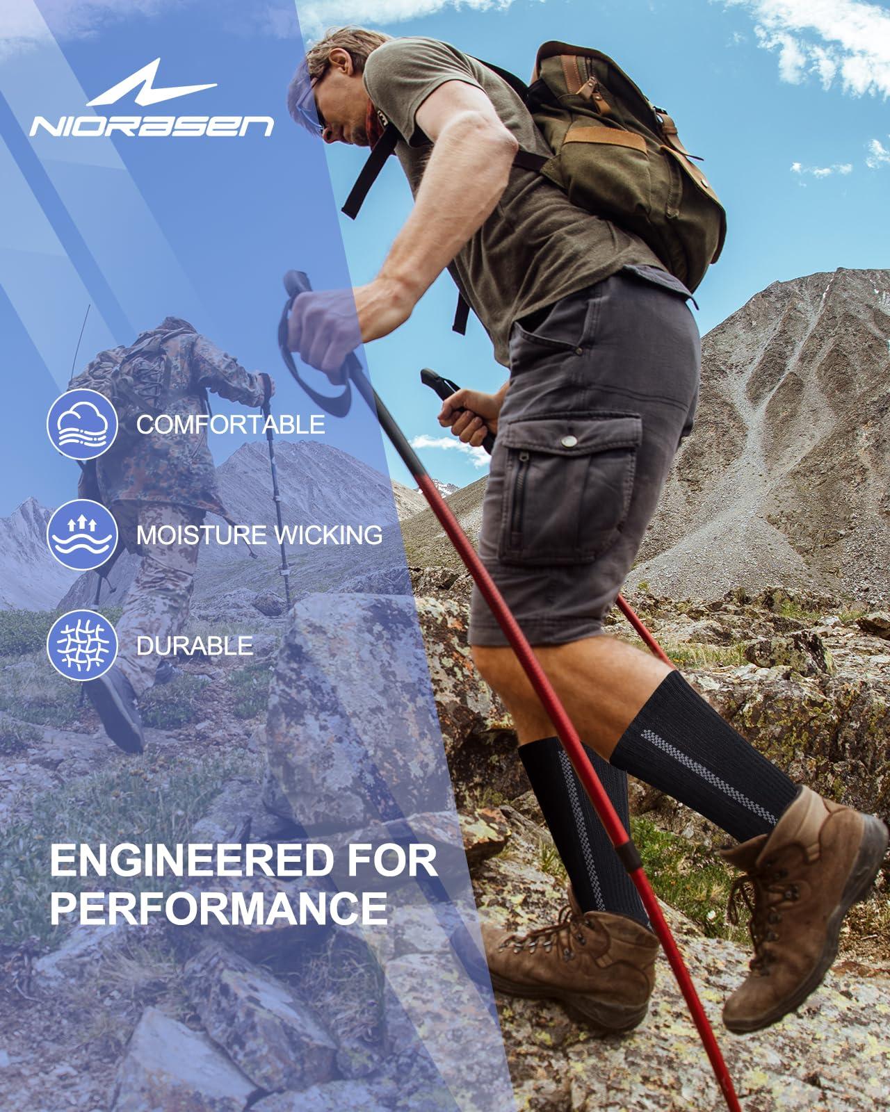 Niorasen Men's Cotton Crew Work Socks, 5 Pairs Cushioned Boot Moisture Athletic Socks for Hiking Sports Running - Image 9
