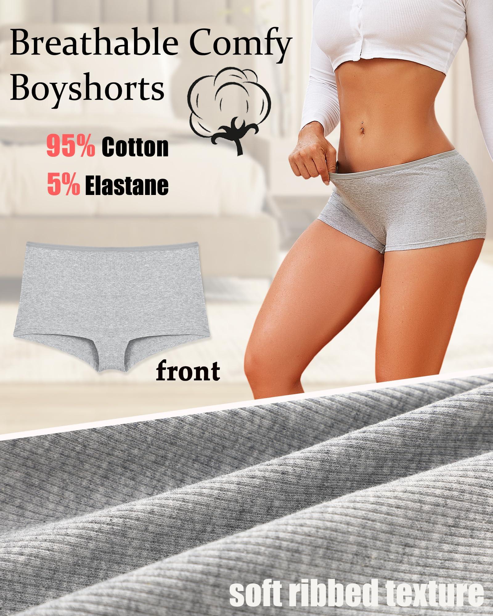 ALL OF ME Cotton Underwear for Women Boyshort Panties Full Coverage Boxer Briefs Stretch Boy Short Undies 6 Pack - Image 3
