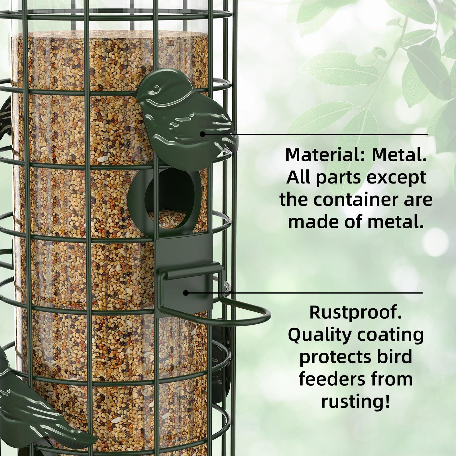Squirrel Proof Bird Feeder,Metal Mesh Bird Feeders for Outdoors Hanging,Gravity Protection Squirrel Proof Wild Bird Feeders with Finch Cardinal Chickadee,3LB Large Capacity,Green - Image 5