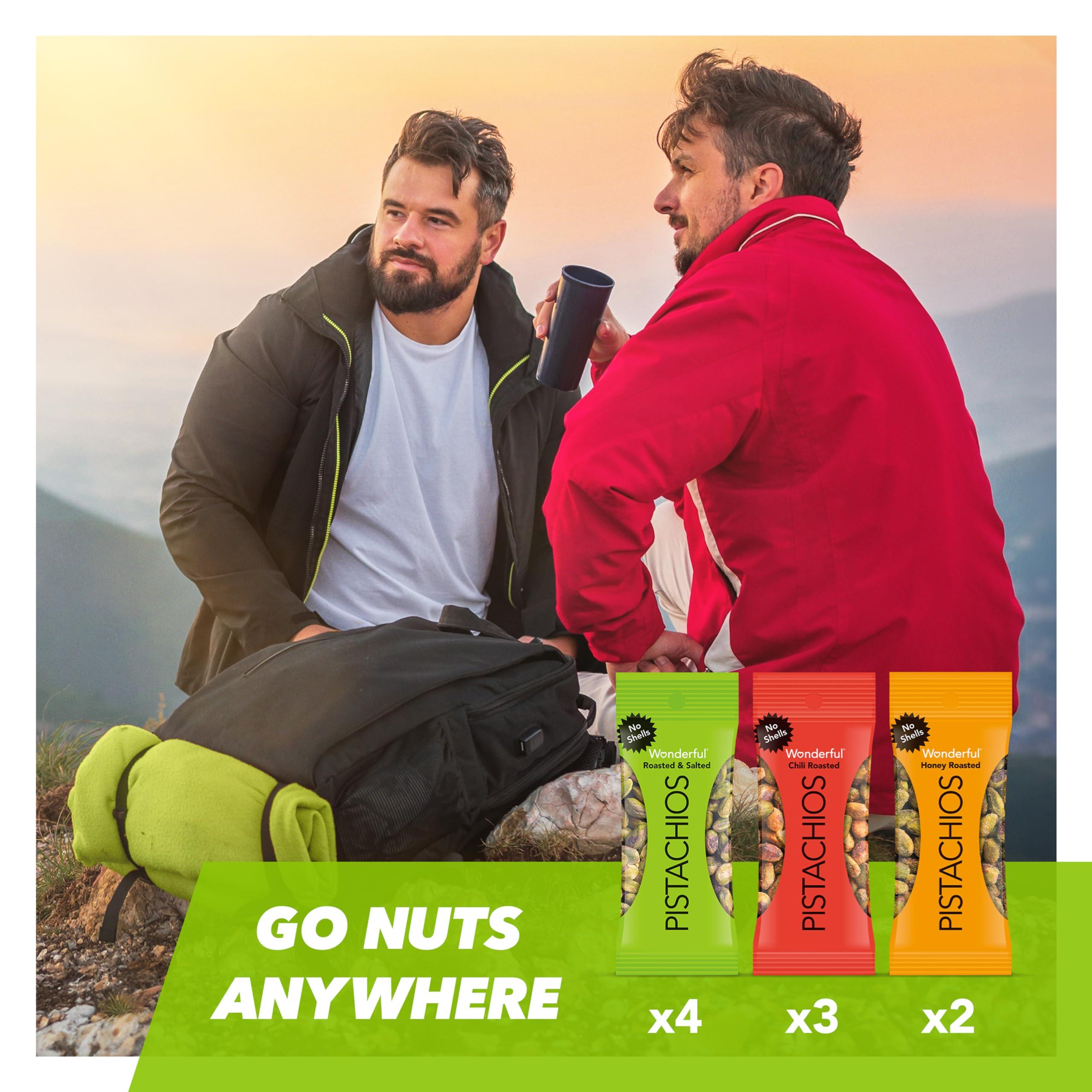 Wonderful Pistachios No Shells, 3 Flavors Mixed Variety Pack of 9 (0.75 Ounce), Roasted & Salted Nuts (4), Chili Roasted (3), Honey Roasted (2), Protein Snacks, Gluten Free, Pantry Staples, Healthy Snacks Variety Pack for Adults - Image 5