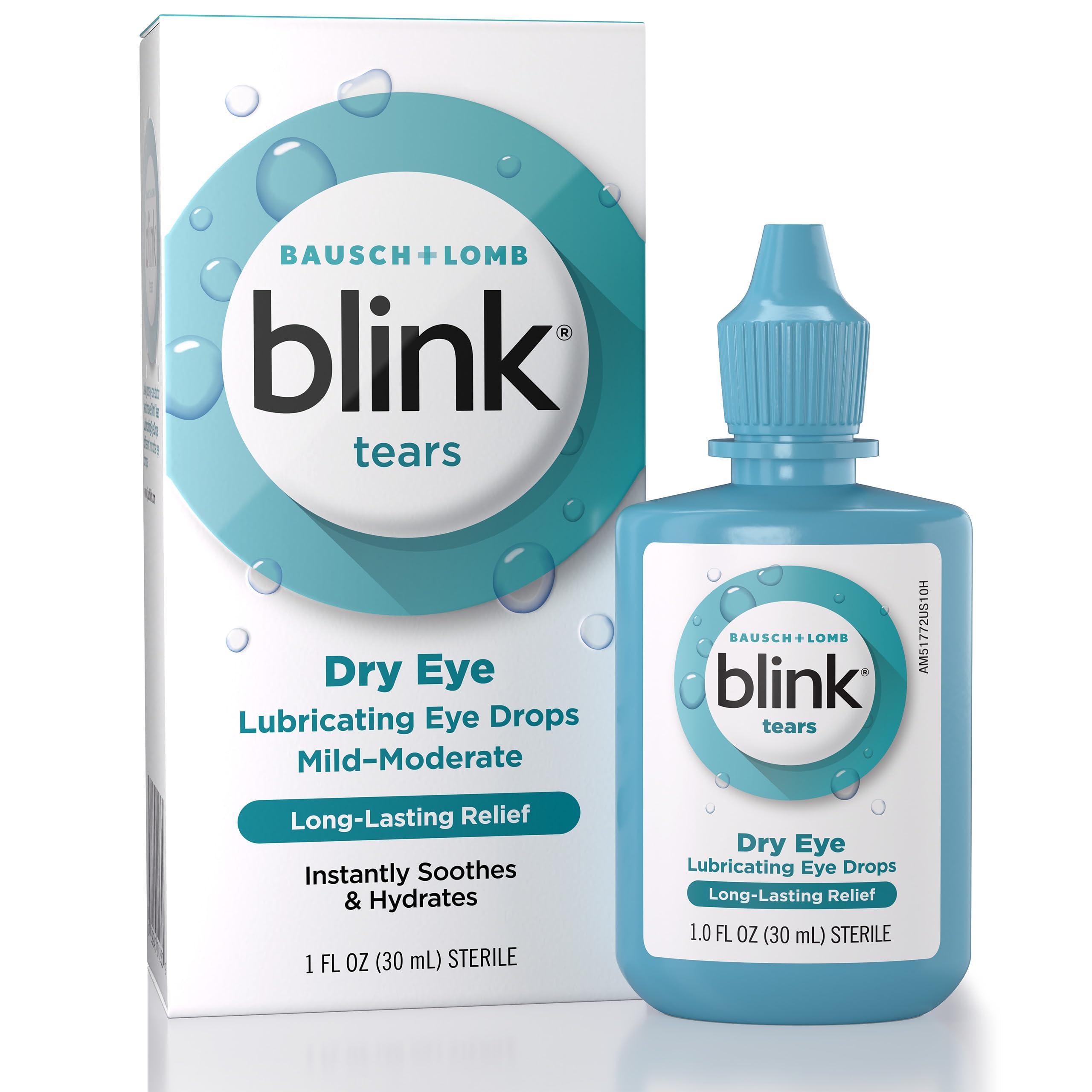 Blink Tears Lubricating Eye Drops – Long-Lasting Hydration for Mild to Moderate Dry Eyes, Moisturizes & Soothes with Hyaluronate, 1 Fl Oz