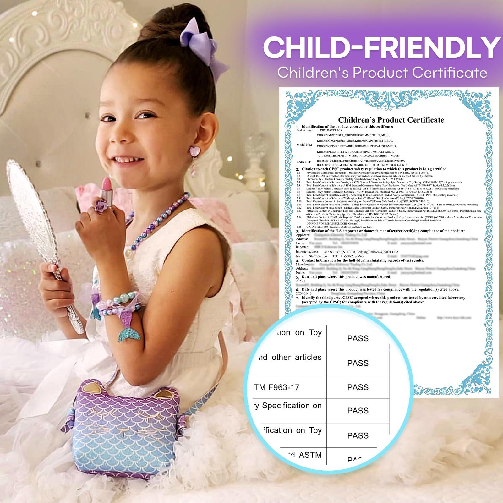 mibasies Purse for Little Girls Dress Up Jewelry Pretend Play Kids Accessories Mermaid Gifts - Image 4