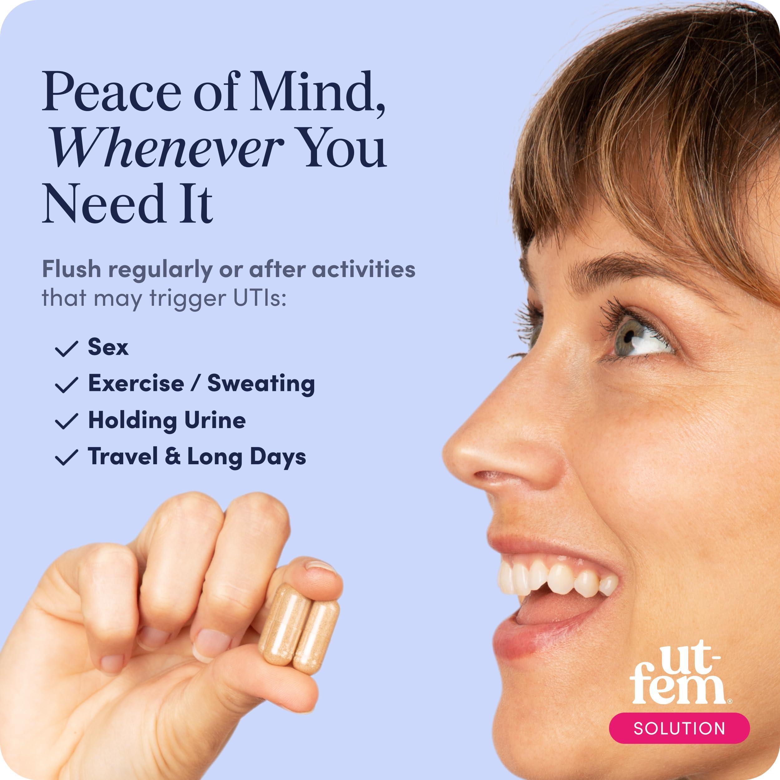 UT-Fem Solution - Fast-Acting Urinary Tract Flush for Women, Proactive UTI Support, Promotes Cleansing & Comfort, Clinical-Strength D-Mannose, Cranberry, and Natural Ingredients - 60 Vegan Capsules - Image 5
