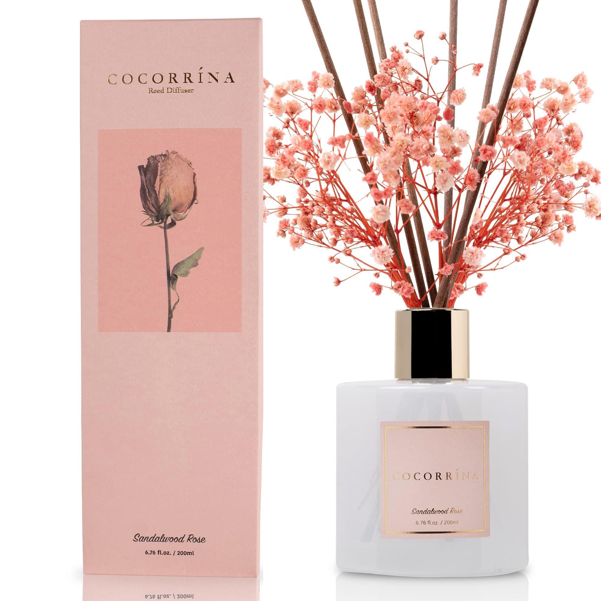 Cocorrína Premium Reed Diffuser Set with Preserved Baby's Breath & Cotton Stick Sandalwood Rose | 6.7oz Scent Fragrance Oil Diffuser for Bedroom Bathroom Home Décor - Image 3