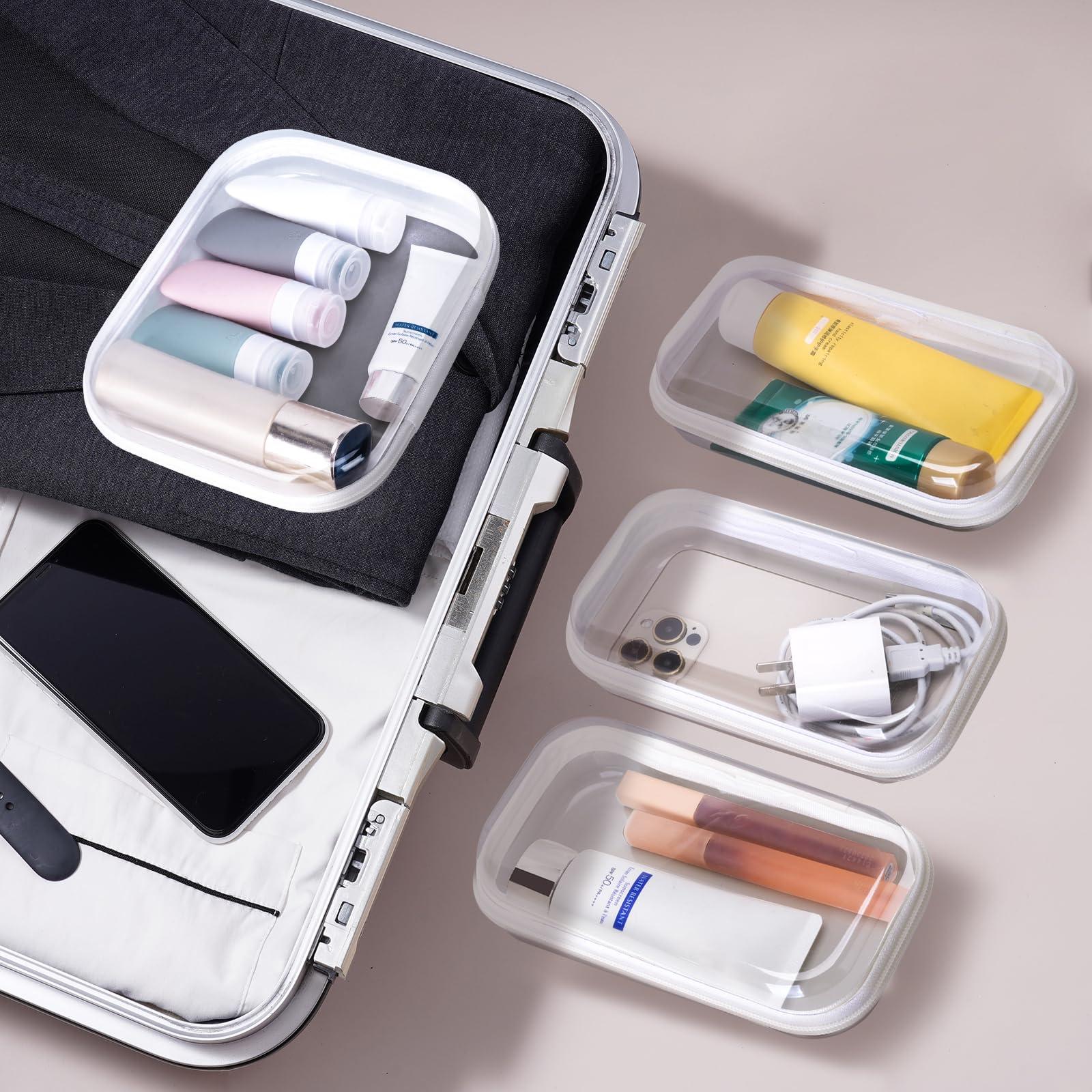 WELPIRT 4 pcs Clear Hard Zipper Pouch Case for Storage, Stackable Waterproof Transparent CLear Zipper Bag, Toiletry Pouch, Travel Organizer, Clear Cosmetic Bag,Toy Storage Bins (M+3S) - Image 3