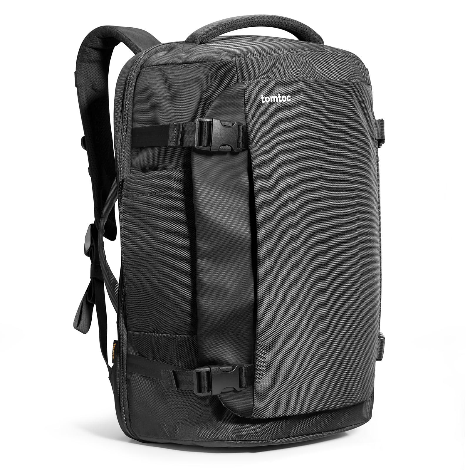 tomtoc Travel Backpack 40L, TSA Friendly Flight Approved Carry-on Luggage Hand Water-resistant Lightweight Business Rucksack, Durable Large Weekender Bag Daypack Fits 17.3 Inch Laptop, PFAS Free