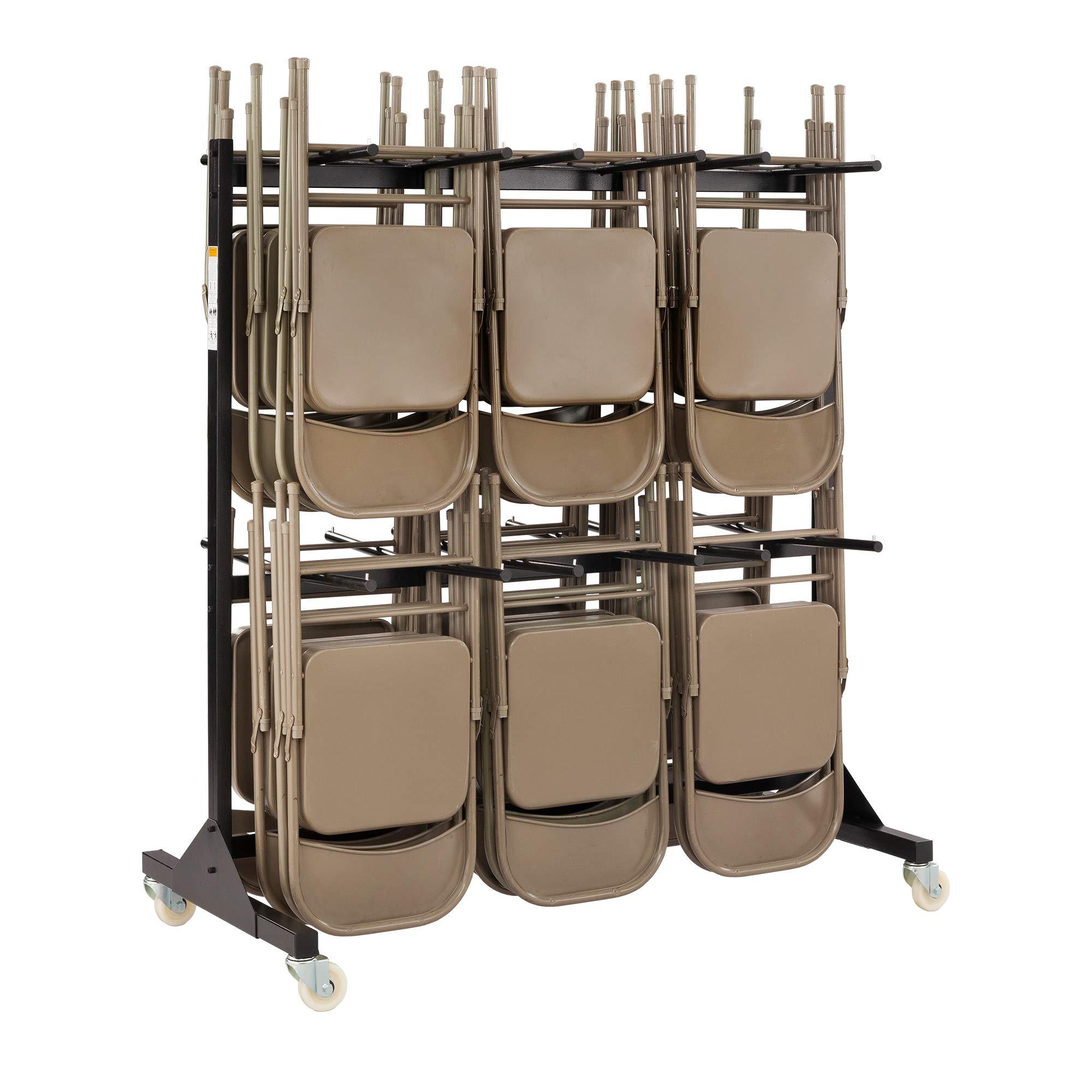 Safco 2 Tier Folding Chair Cart, Heavy Duty Powder Coated Storage Cart, Holds 84 Chairs, Commercial-Grade Steel, Black