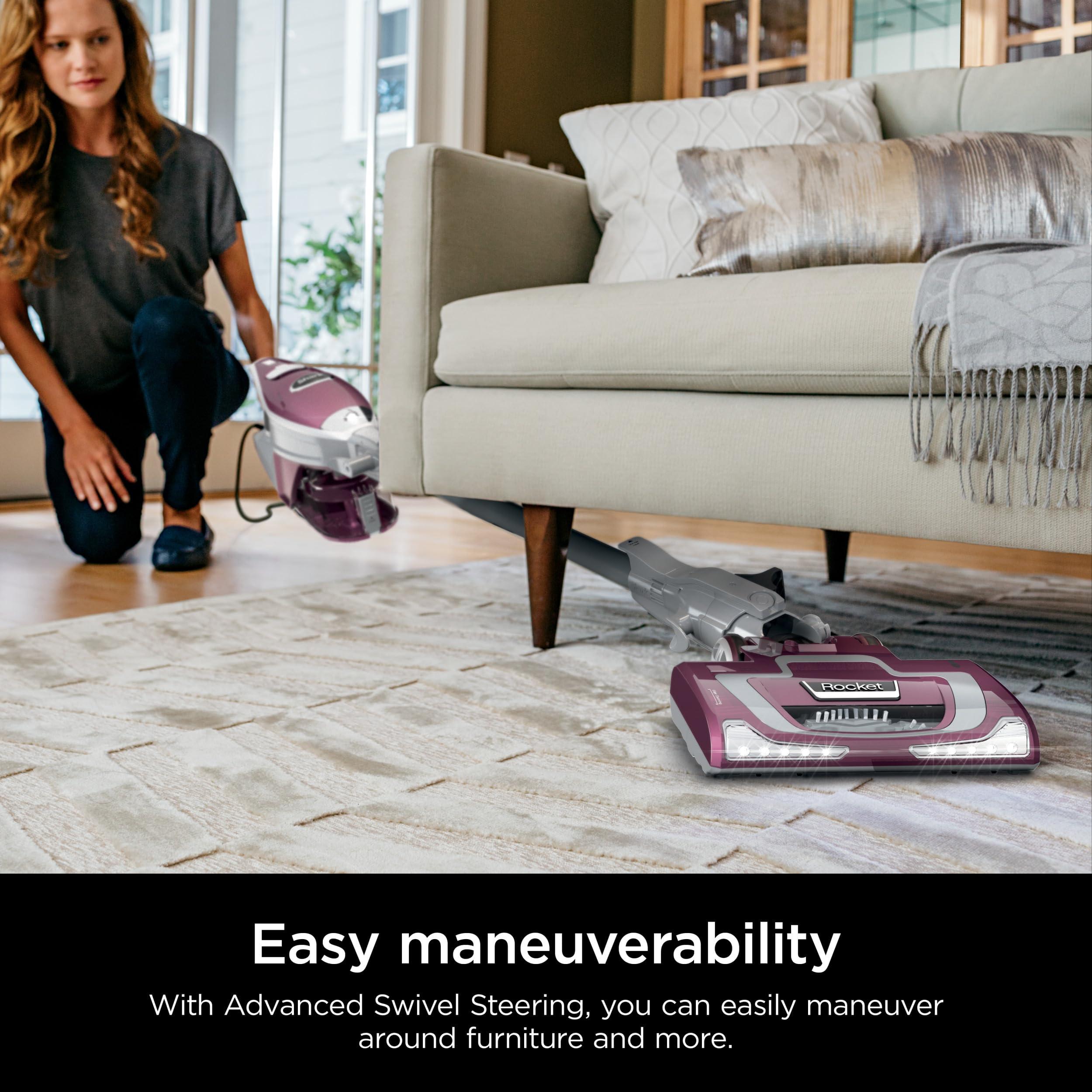 Shark HV322 Rocket Deluxe Pro Corded Stick Vacuum with LED Headlights, XL Dust Cup, Lightweight, Perfect for Pet Hair Pickup, Converts to a Hand Vacuum, with Pet Attachments, Bordeaux/Silver - Image 2