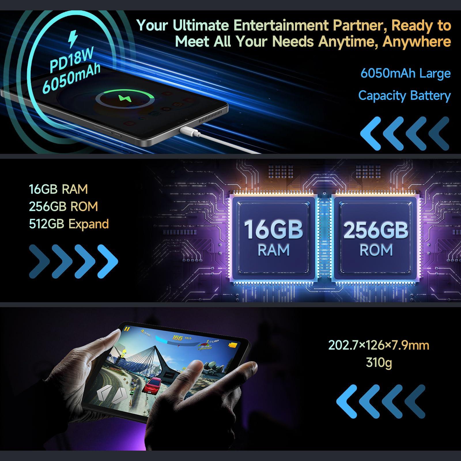 ALLDOCUBE Android 14 Tablet, 8.4 inch Helio G99 iPlay 60 Mini Pro Tablet, 16GB RAM 256GB ROM 512GB Expandable, FHD 1920x1200 Display, Widevine L1, 6050mAh, 5MP/13MP Camera, 4G LTE Bluetooth 5.2 - Image 5