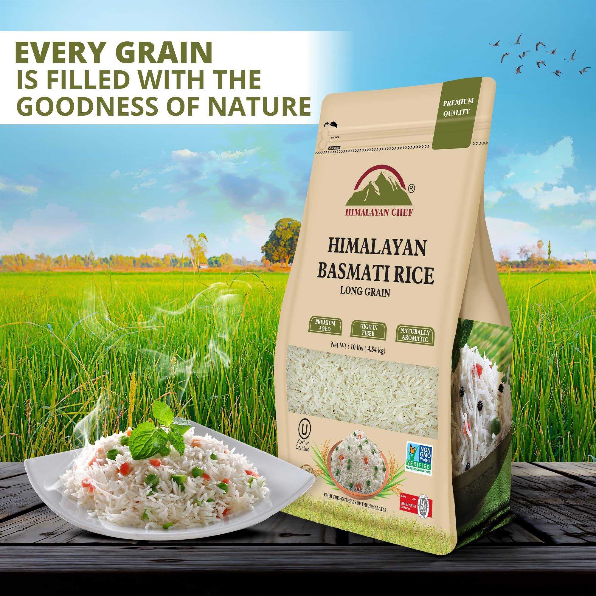 Himalayan Chef Basmati Rice,Extra Long Grain Rice Fluffy Quick Cooking Aromatic - 10 lbs.(Packaging May Vary) - Image 2