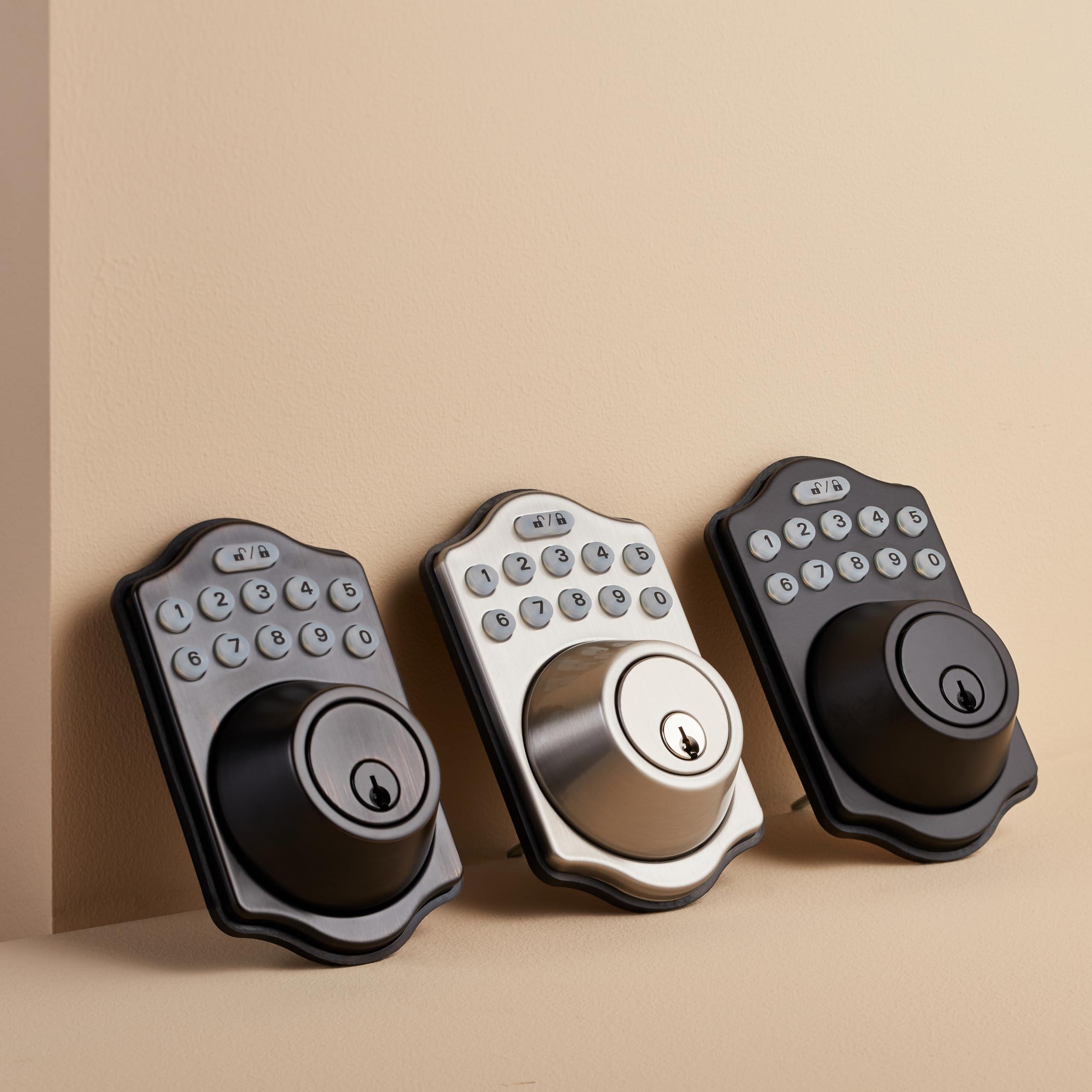 Amazon Basics Traditional Electronic Keyless Keypad Deadbolt Door Lock, keyless Entry Door Lock, Keyed Entry Option, 1-Pack, Satin Nickel - Image 5