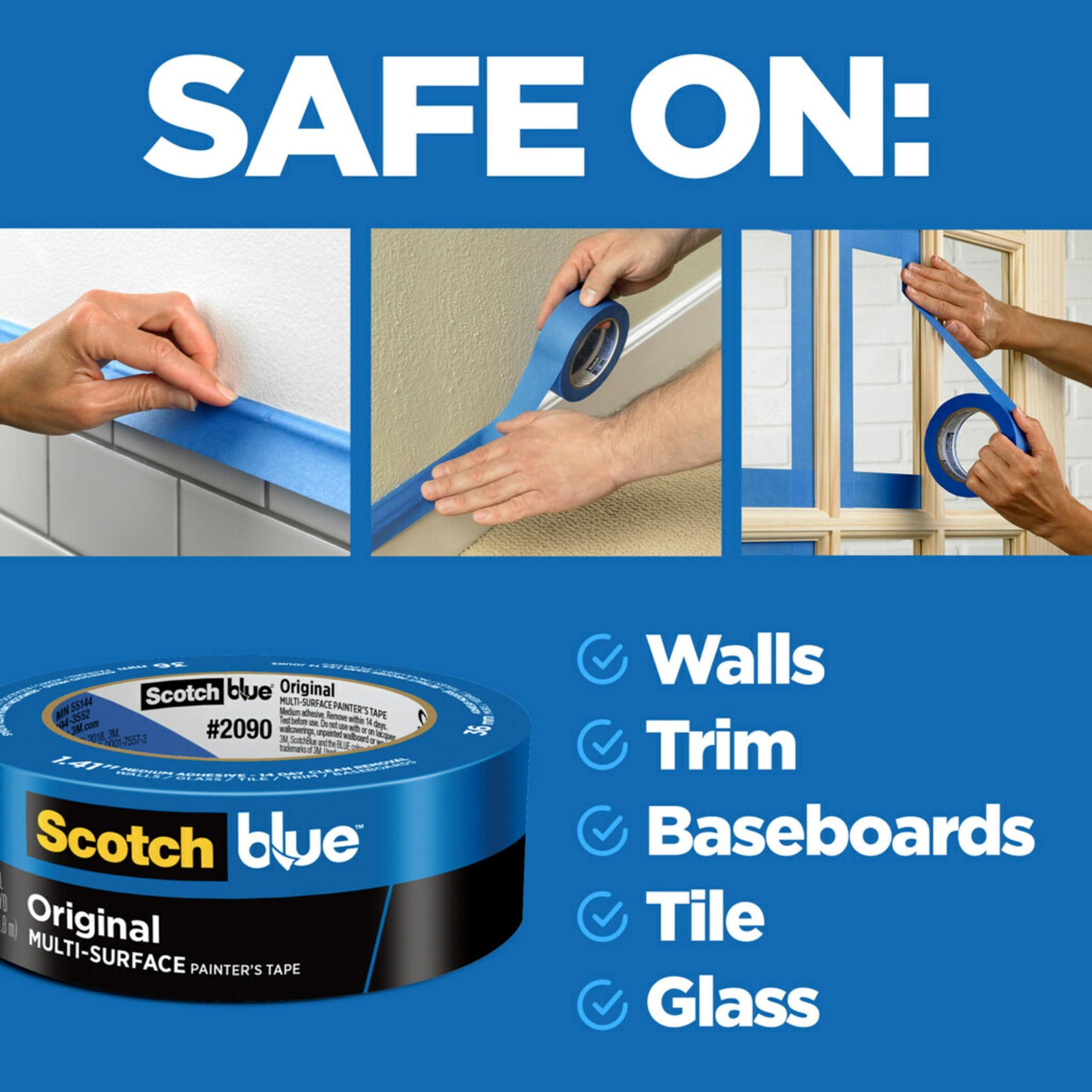 ScotchBlue Original Multi-Surface Painters Tape, 2 Inch Wide (1.88 In. x 60 Yds), 6 Rolls Blue Paint Tape Protects Surfaces & Removes Easily, Masking Tape for Indoor and Outdoor Use (2090-48TP6) - Image 2