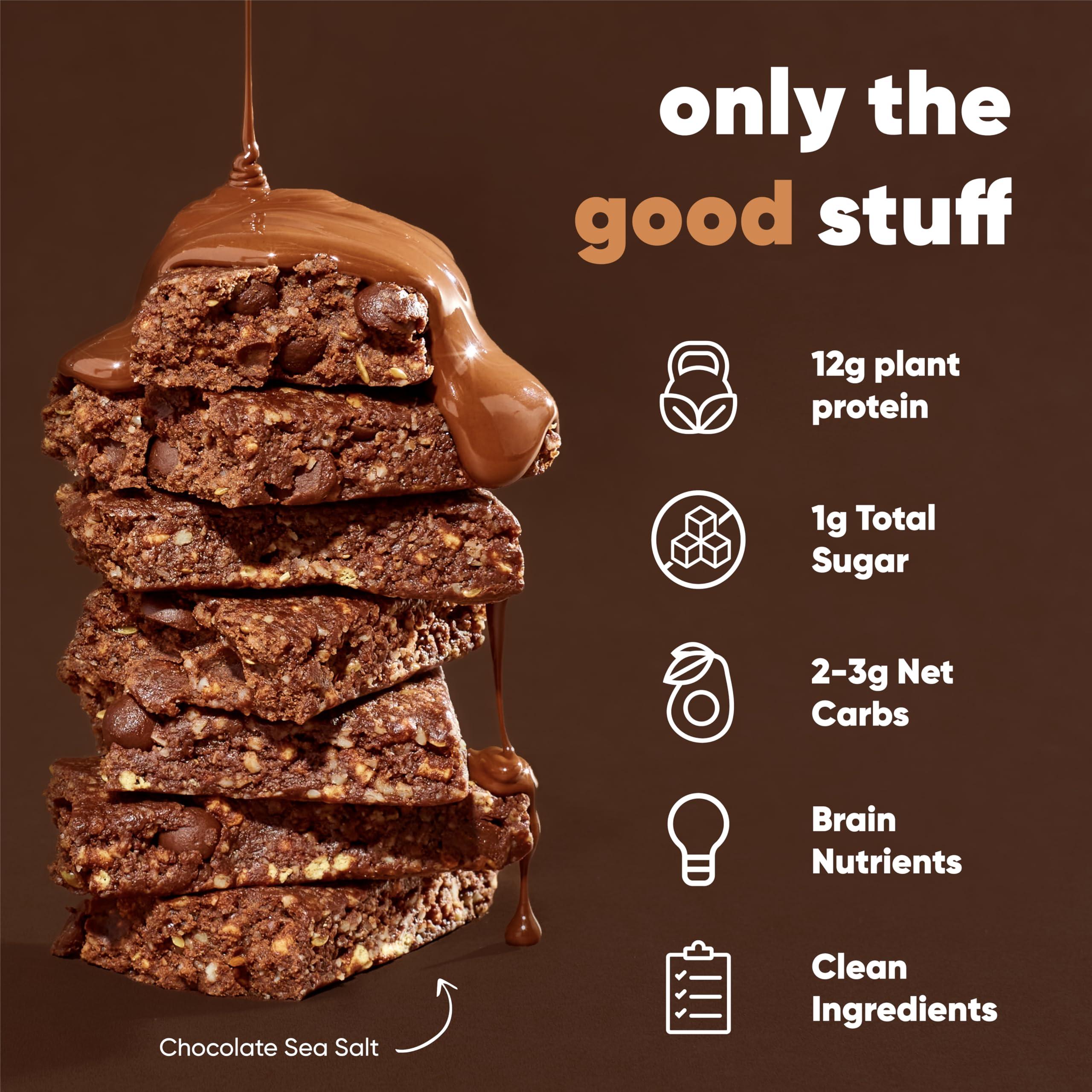IQBAR Brain and Body Plant Protein Bars - Chocolate Lovers Variety - 12-Count Low Carb - Gluten Free, High Fiber, Vegan Snacks - Low Sugar Meal Replacement - Image 4