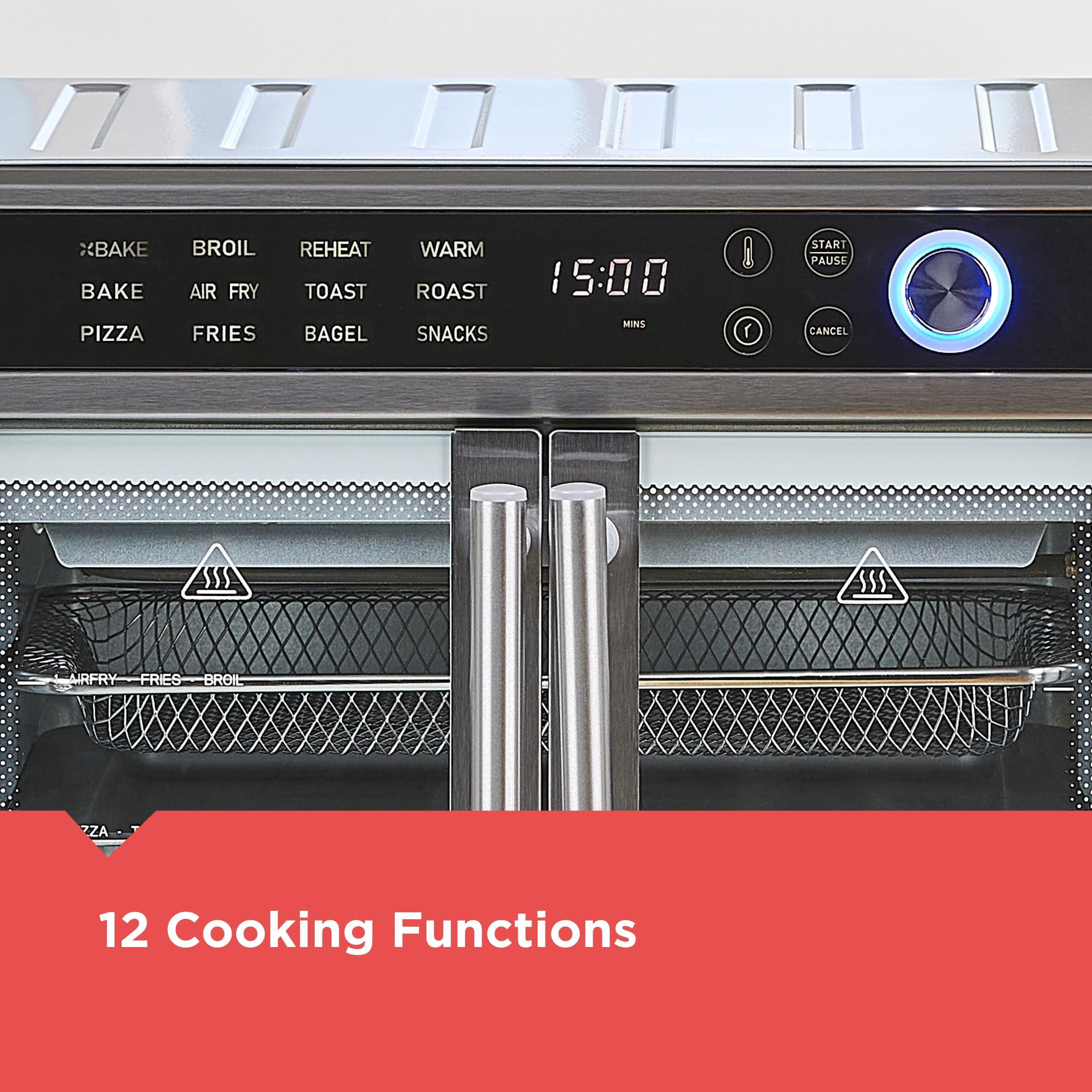 BLACK+DECKER Crisp 'N Bake Air Fryer Toaster Oven Combo, 12 in 1 Countertop Convection Oven Cooks Food Fast, Fits a Whole Pizza or 6 Toast Slices, French Doors with Stainless Steel Finish - Image 6