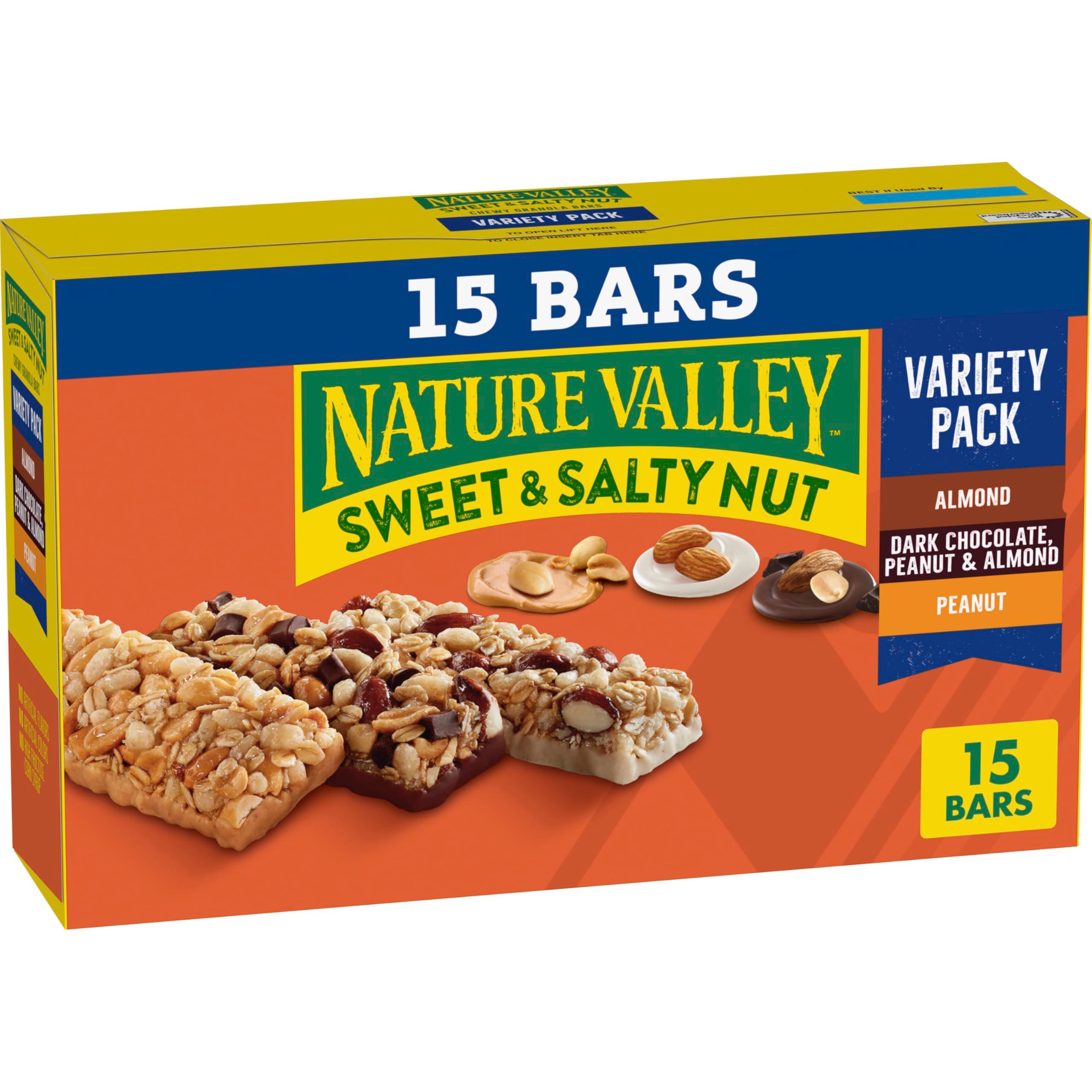 Nature Valley Granola Bars, Sweet and Salty Nut, Variety Pack, 15 Bars, 18 OZ