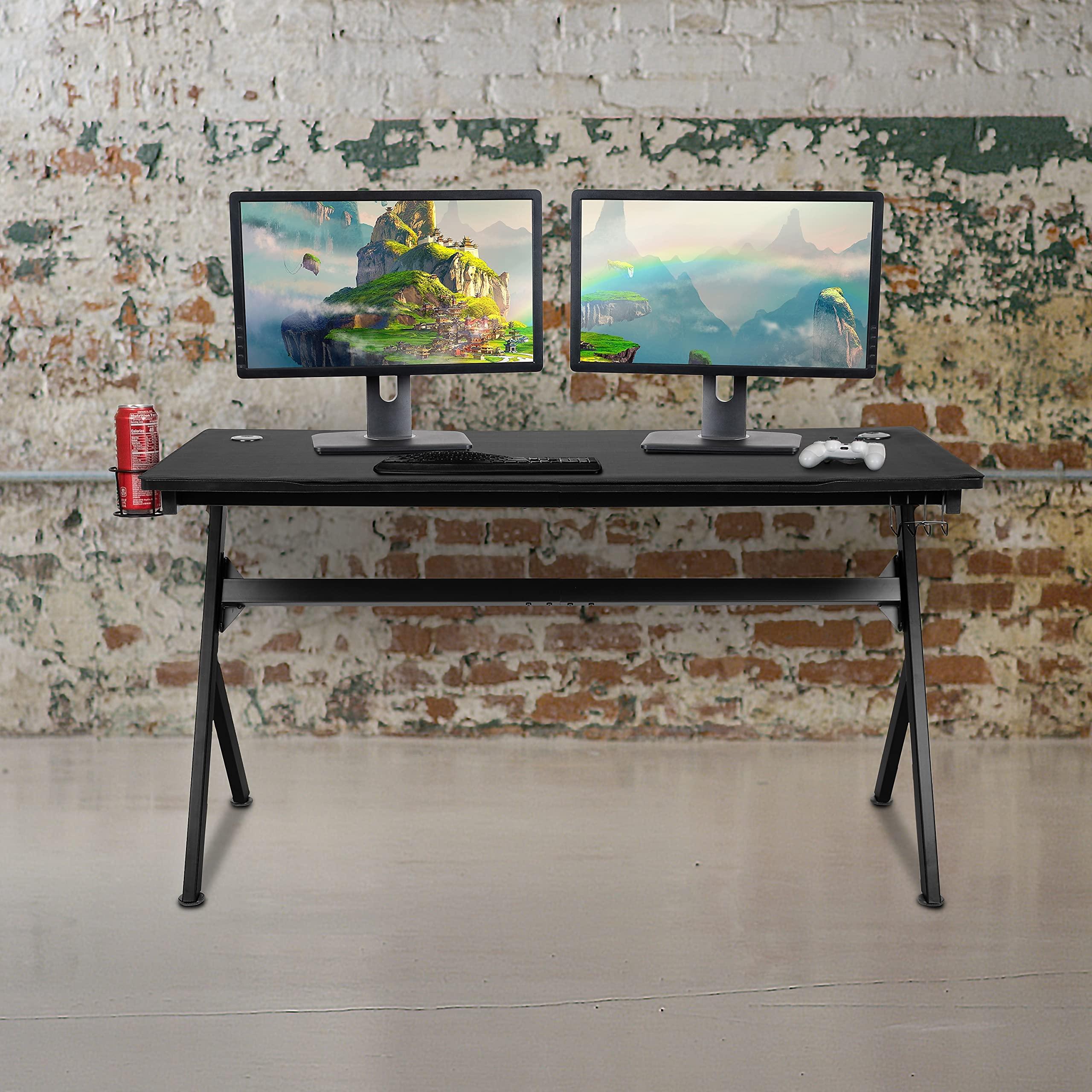 Flash Furniture Duncan 55" x 24" Extra Large Gaming Desk with Headphone Hook and Cup Holder - Free Mouse Pad - Image 5