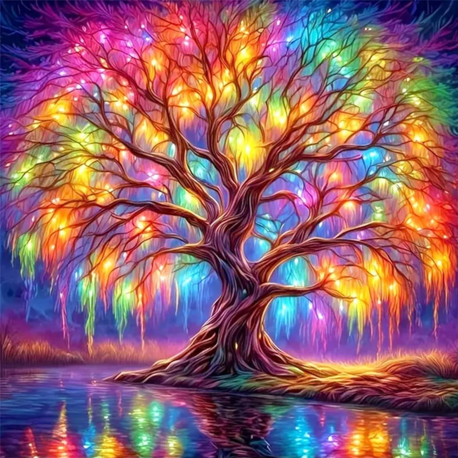 DIYCYCY Tree of Life Diamond Painting Kits for Adults,Full Drill Diamond Art Kits for Beginners,Round 5D DIY Diamond Dots Paintings, Diamonds Pictures Gem Art and Crafts Home Decor 13.78x13.78 inch