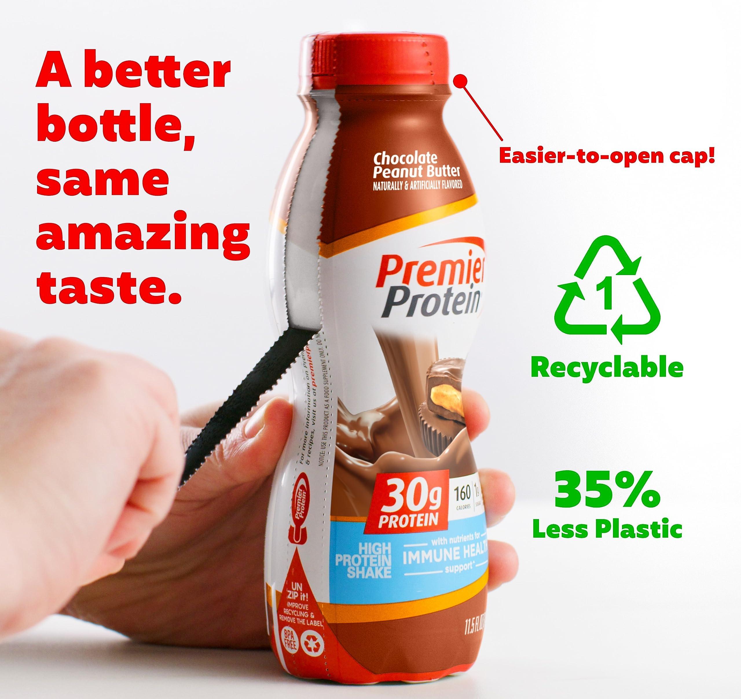 Premier Protein Shake, Chocolate Peanut Butter, 30g Protein, 1g Sugar, 24 Vitamins & Minerals, Nutrients to Support Immune Health, 11.5 Fl Oz, 12 Count - Image 3