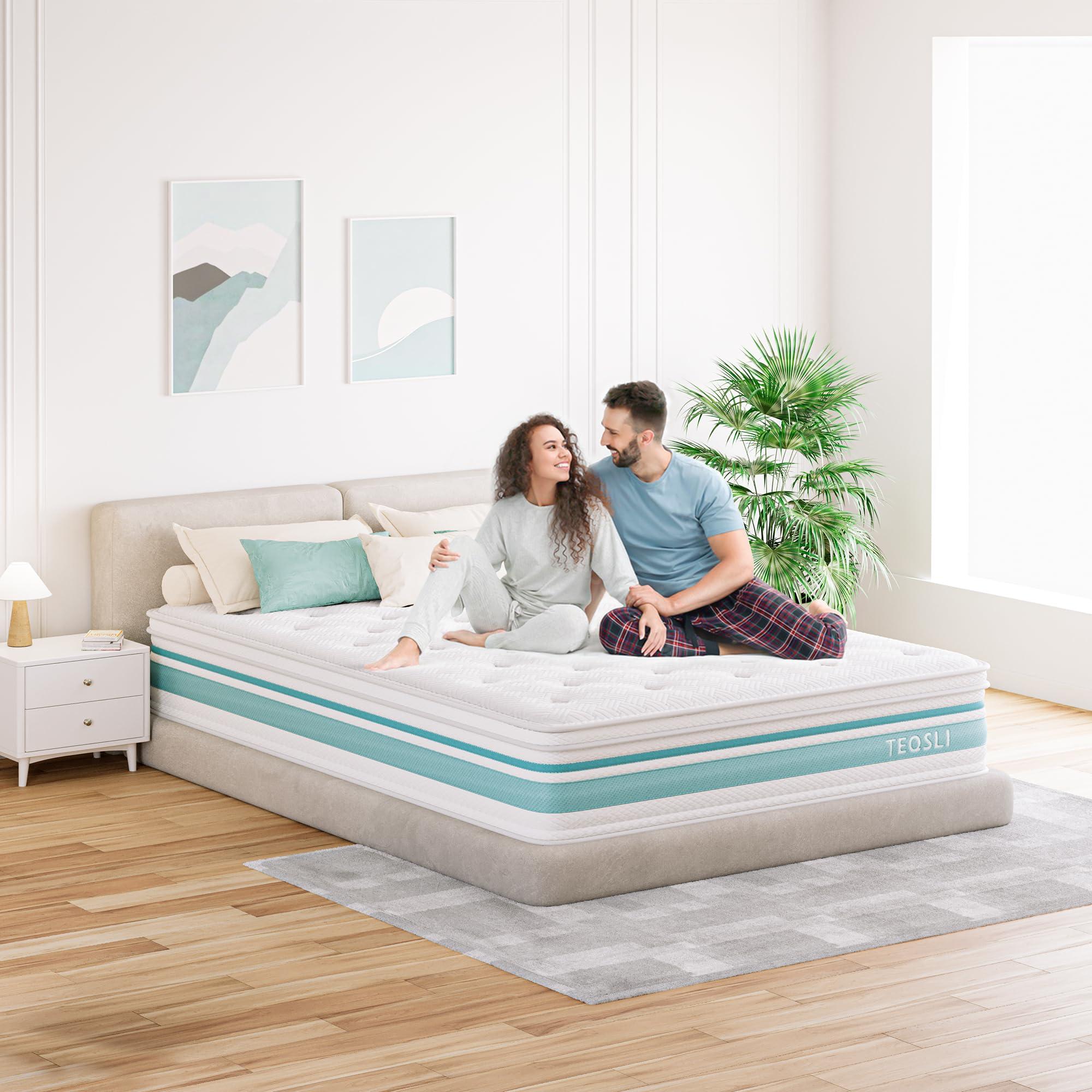 TeQsli Queen Mattress 12 inch Hybrid Mattress with Gel Memory Foam Innerspring Mattress in a Box for Pressure Relief & Cooling Sleep Queen Size Mattress, 100 Nights Trial - Image 7