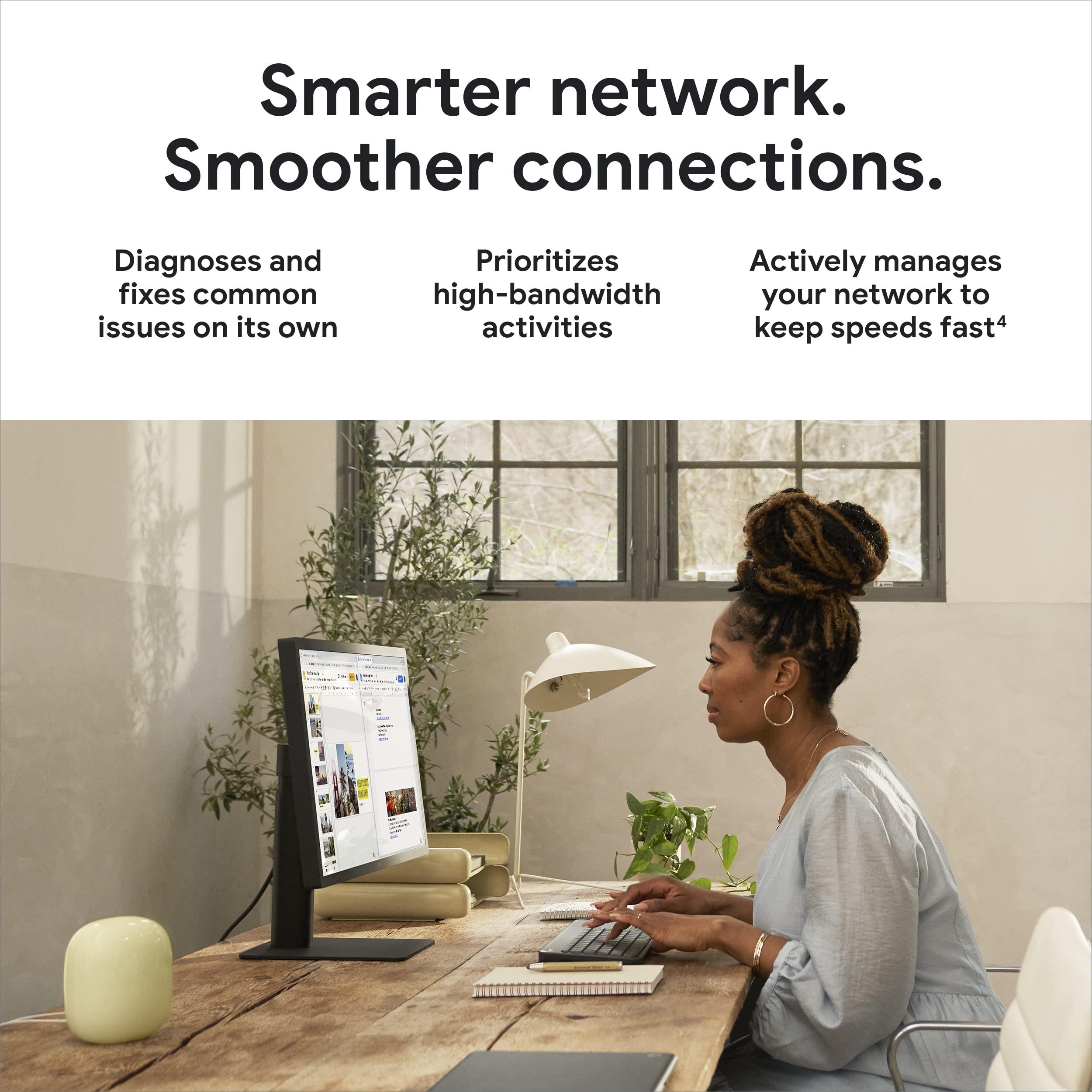 Google Nest WiFi Pro - 6E - Reliable Home Wi-Fi System with Fast Speed and Whole Home Coverage - Mesh Router - 3 Pack - Snow - Image 3