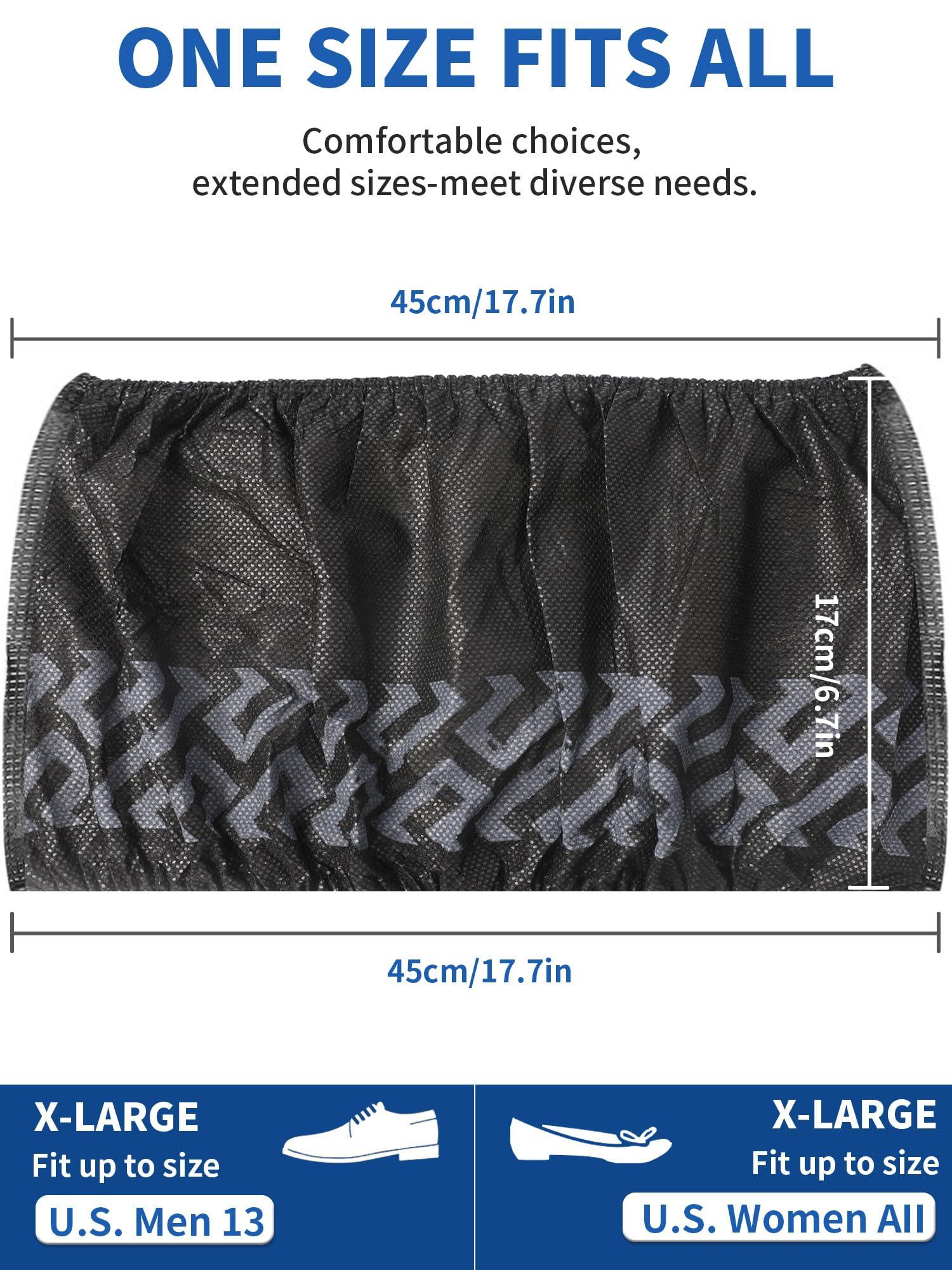 X-Large 50 Pack Shoe Covers Disposable Non-Slip, Black Non-Woven Fabric Boot Covers for Indoors Breathable Slip Resistant Durable Boot, Stretchable Fits Up to Size 13 US Men (Black 50 Pcs (XL)) - Image 5