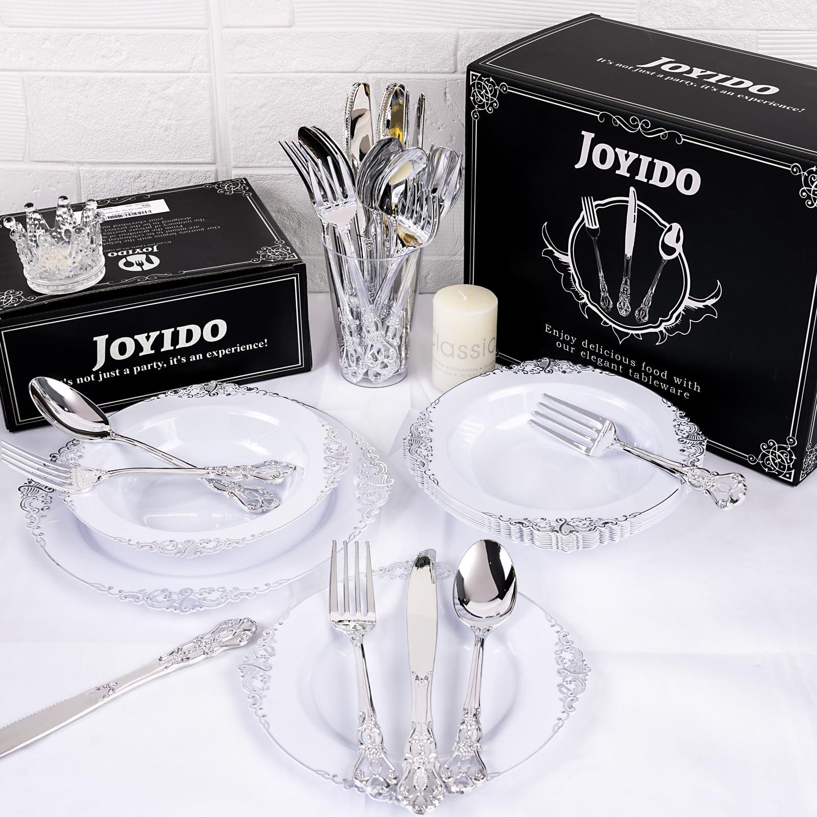 Joyido 90PCS Silver Plastic Silverware - Heavy Duty Silver Disposable Cutley - Fancy Plastic Utensils Flatware Include 30 Forks, 30 Spoons, 30 Knives for Catering, Parties, Dinners, Weddings - Image 4