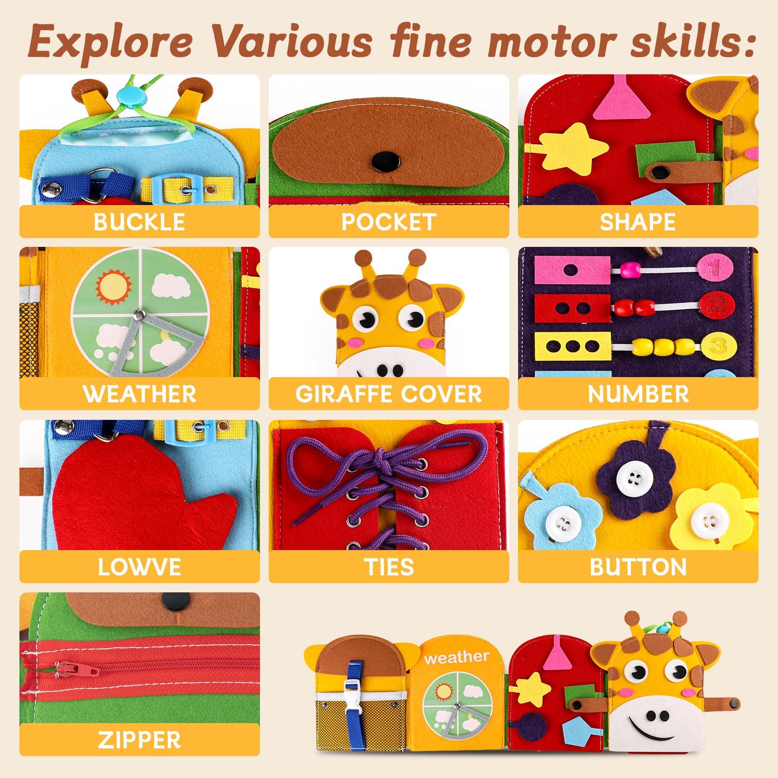 edusense Busy Book for Toddlers 1-3, Montessori Sensory Toys for Kids Age 1-3, Preschool Learning Activities Fine Moto Skills and Early Developmental Education, Ideal for Educational Travel Toys. - Image 4