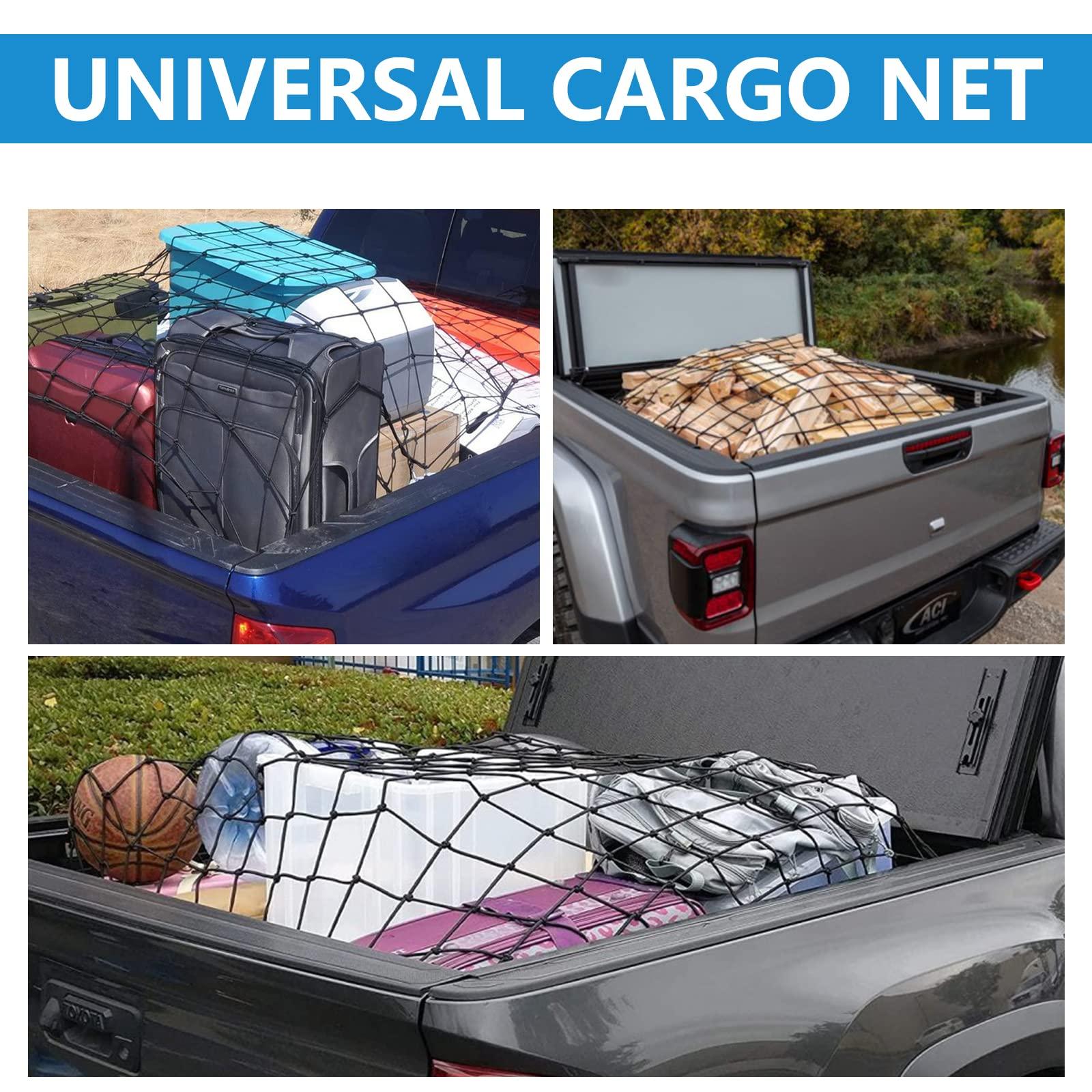 Funmit 4 x 6 Ft Cargo Net for Roof Basket and Pickup Bed, Nice Elasticity Stretches to 8 x 12 Ft with 24 Carabiners, Bungee Cargo Netting Design for Most Car Models - Image 5