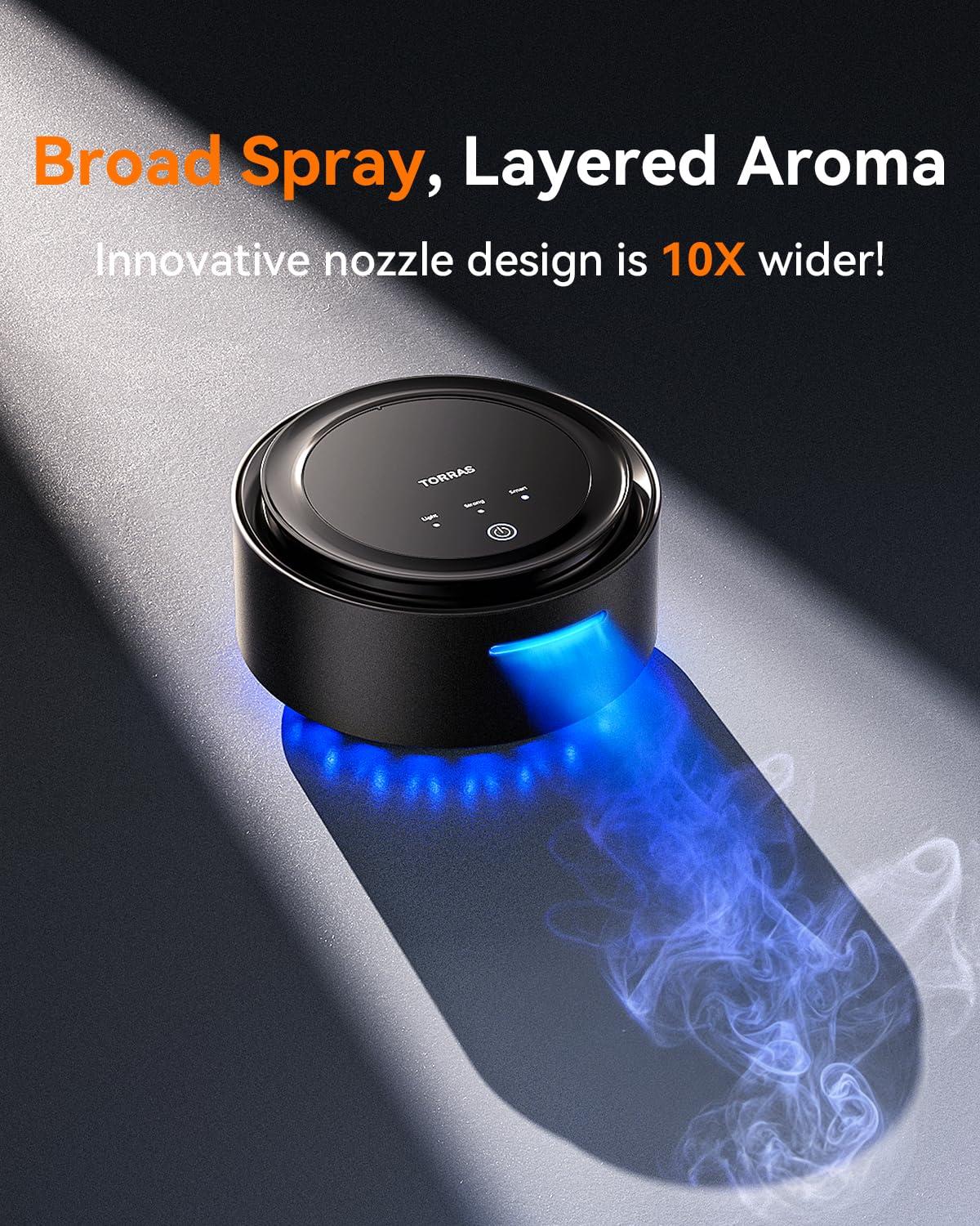TORRAS Smart Car Air Freshener, Ultra-wide Ultrasonic Atomization Car Freshener, Blue Ambient Light, AUTO On/Off, Adjustable Mode, Natural fragrance, Sandalwood Cologne Scent - Image 3