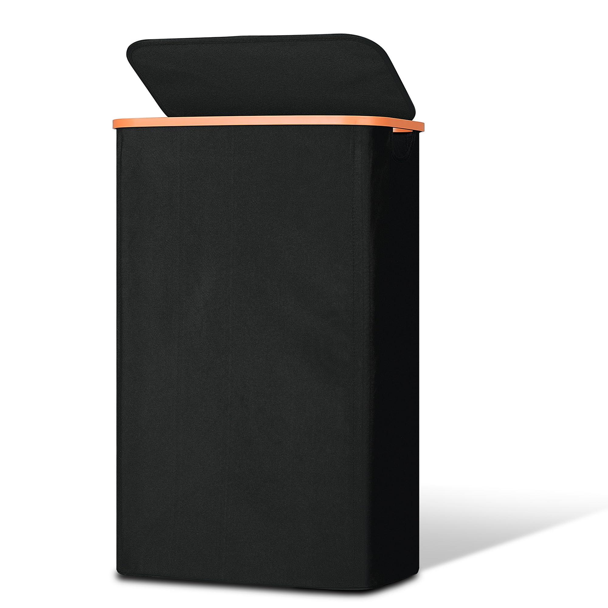 Vincona Slim Laundry Basket with Lid, Narrow Dirty Clothes Hampers for Laundry with ABS Handle, Skinny Laundry Bin for Laundry Room, Dorm, Bedroom and Bathroom, 19.8 Gallon (75L) Black
