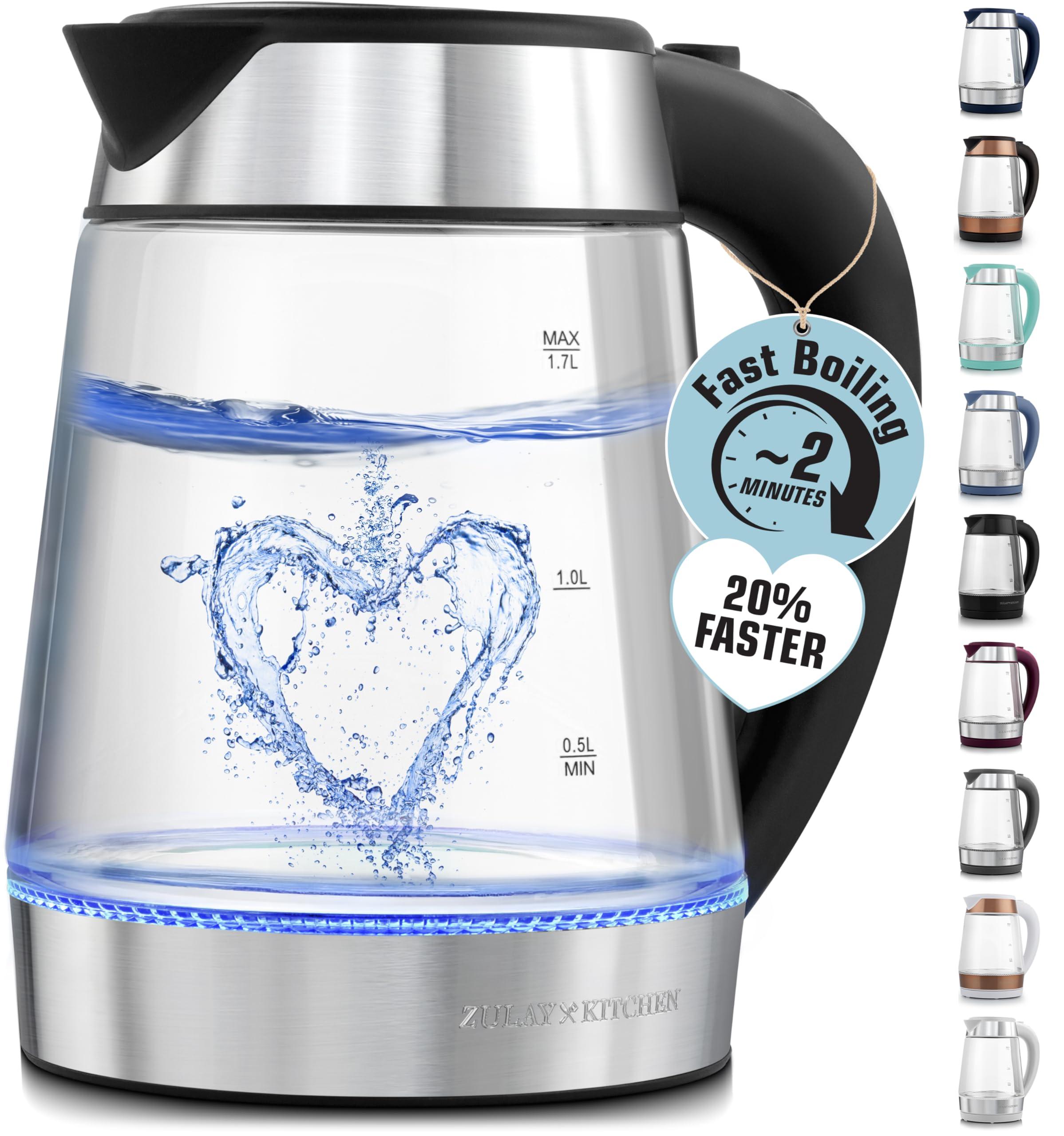 Zulay Kitchen Fast-Boiling Electric Kettle - 1.7L Hot Water Kettle 1500W With Auto Shut-Off - Water Boiler For Coffee & Tea - Boil-Dry Protection, Cool-Touch Handle, 360° Base - Black - Image 1