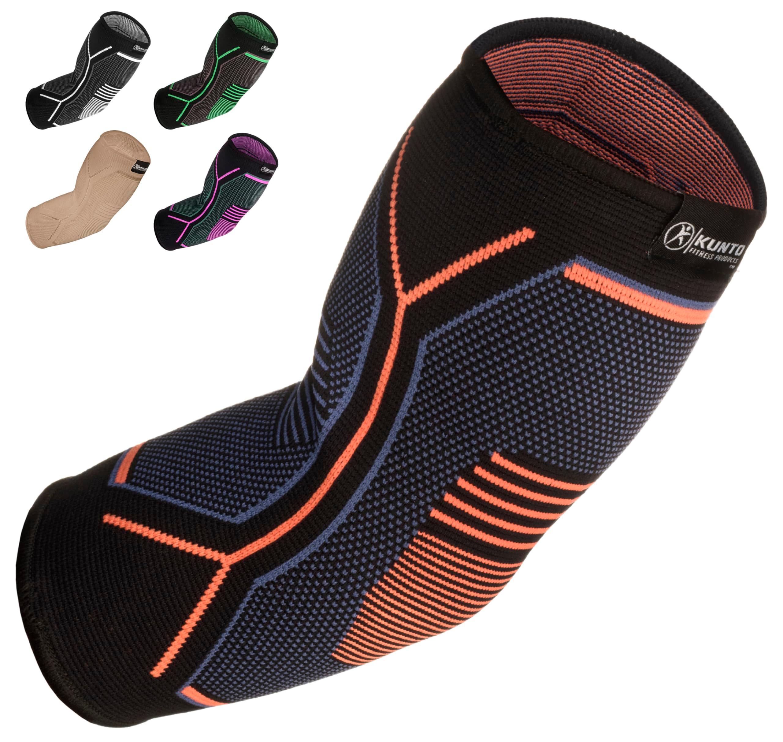 Kunto Fitness Elbow Brace Compression Support Sleeve (Shipped From USA) for Tendonitis, Tennis Elbow, Golf Elbow Treatment - Reduce Joint Pain During Any Activity!