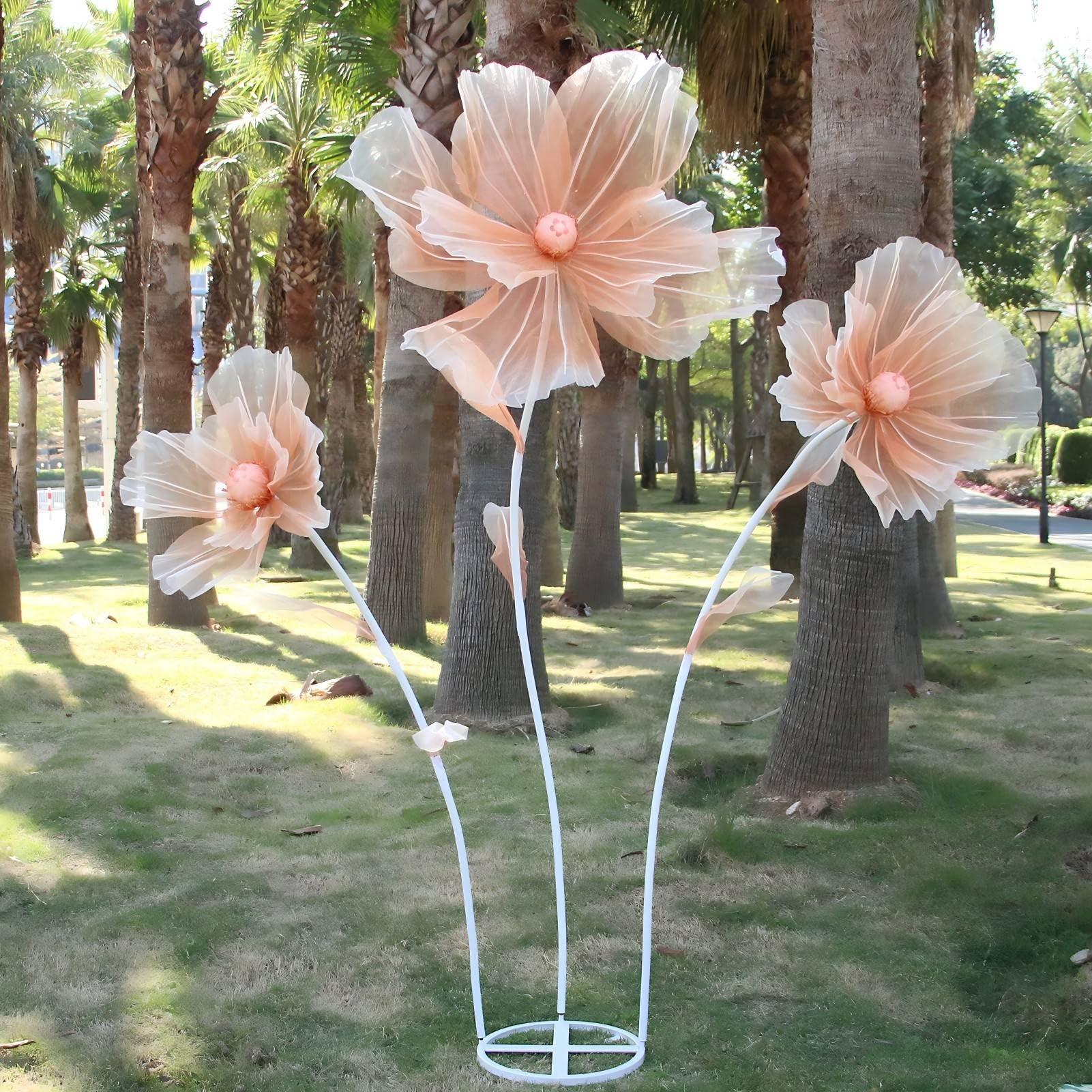 YOFNIRG Giant Flowers for Decoration,Wedding Reception Essential Decoration,5.6 Ft Big Artificial Silk Flower with Stems and Stands,Party Banquet Background Decor，Home Decor（Orange Champagne）