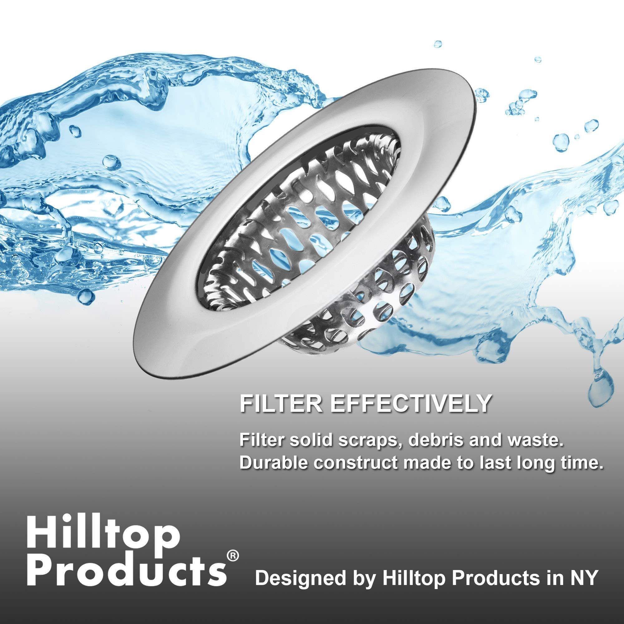 4 Pcs - Bathroom Sink Strainers and Stopper Plug (Use Separately) - 2.125" Top / 1" Basket, Stainless Steel Strainers and Rubber Plug Stopper for Standard Bathroom, Utility, Slop and RV Sink. - Image 7