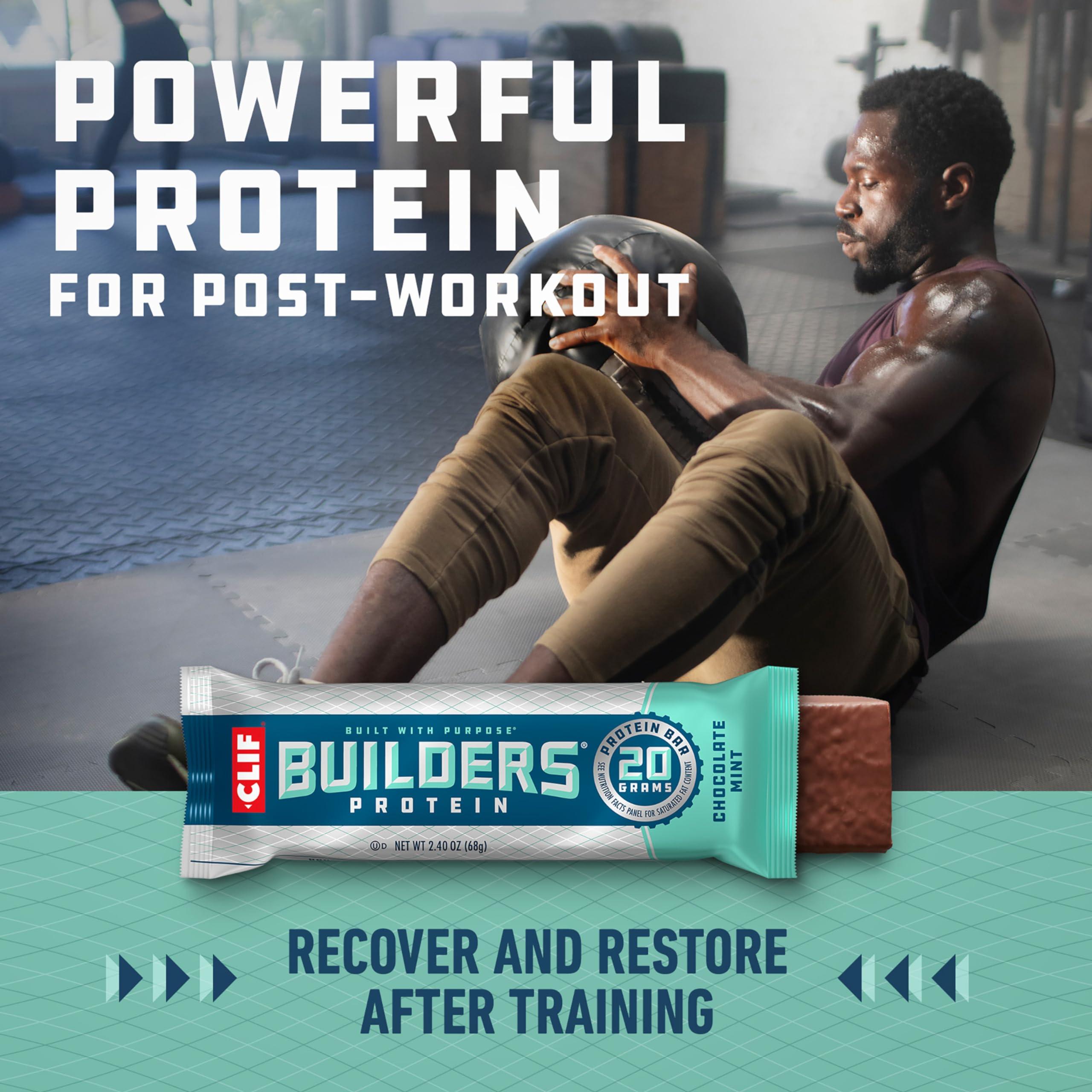 CLIF BUILDERS Protein Bars - Chocolate Mint Flavor - 20g Plant Based Protein - Gluten Free - Non-GMO - Low Glycemic - No Artificial Sweeteners - Value Pack, 2.4 oz. (12 Count) - Image 6