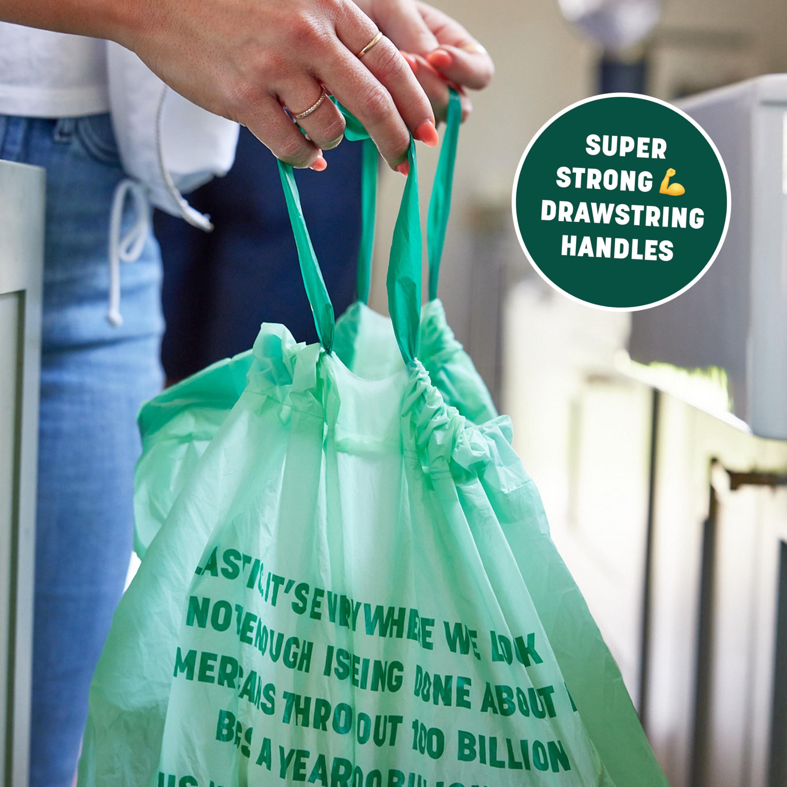 HoldOn 13-Gallon Trash Bags – Plant-based Tall Kitchen Trash Bags with Drawstring Handles for Tall Trash Bins, Heavy-duty and Compostable Large Trash Bags (40 bags) - Image 5