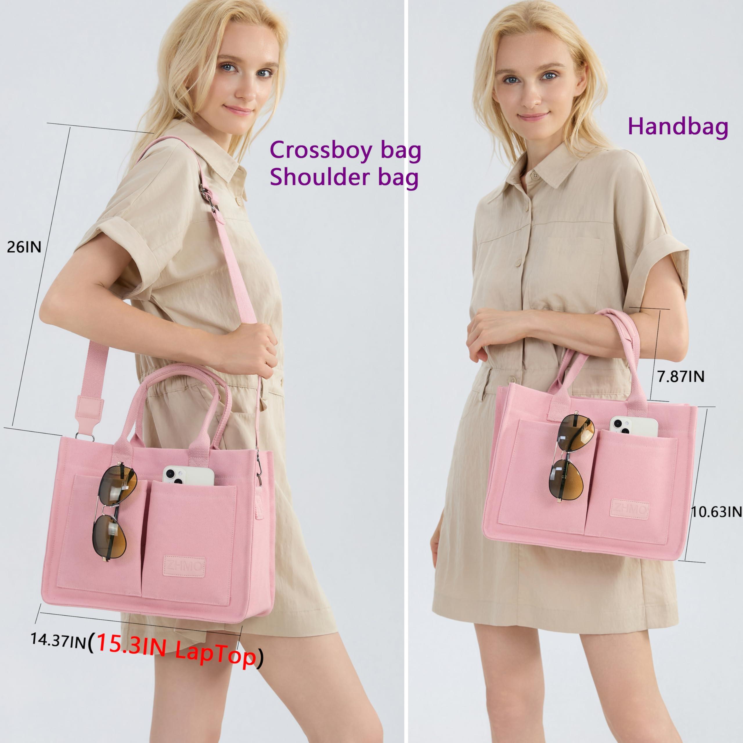 Tote Bag for Women With Compartments,Large Canvas Tote Women's Purse Crossbody Bags Work Laptop Book Bag Satchels Handbags - Image 3