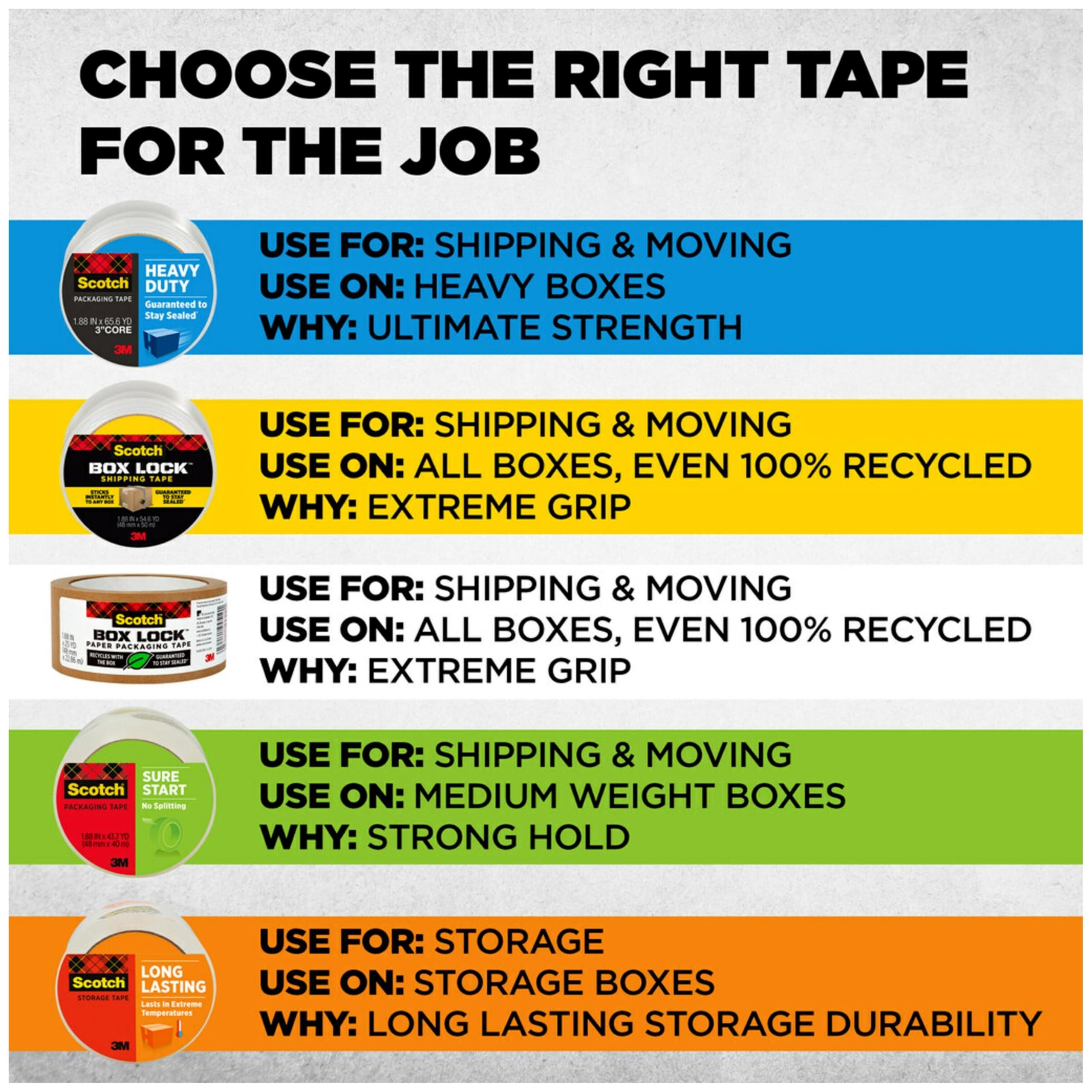 Scotch Heavy Duty Shipping Packing Tape, Clear, Shipping and Packaging Supplies, 1.88 in. x 54.6 yd., 4 Tape Rolls with 4 Dispensers - Image 10