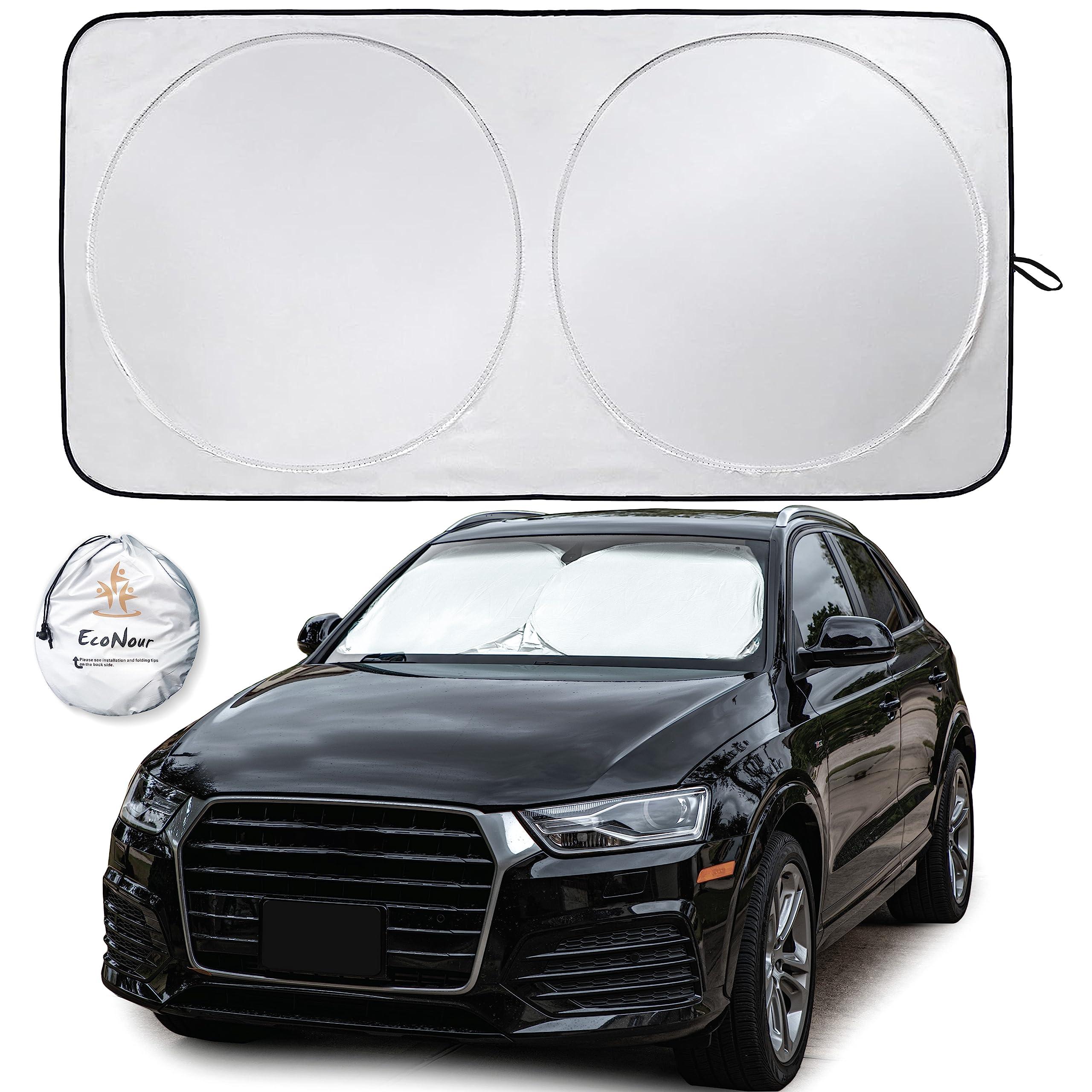 EcoNour Car Windshield Sun Shade | 2025 Upgraded Innovative No-Light-Pass Technology for Maximum Coverage | Foldable Sun Shade Keeps Your Vehicle Cool | Small (59 x 29 inches)