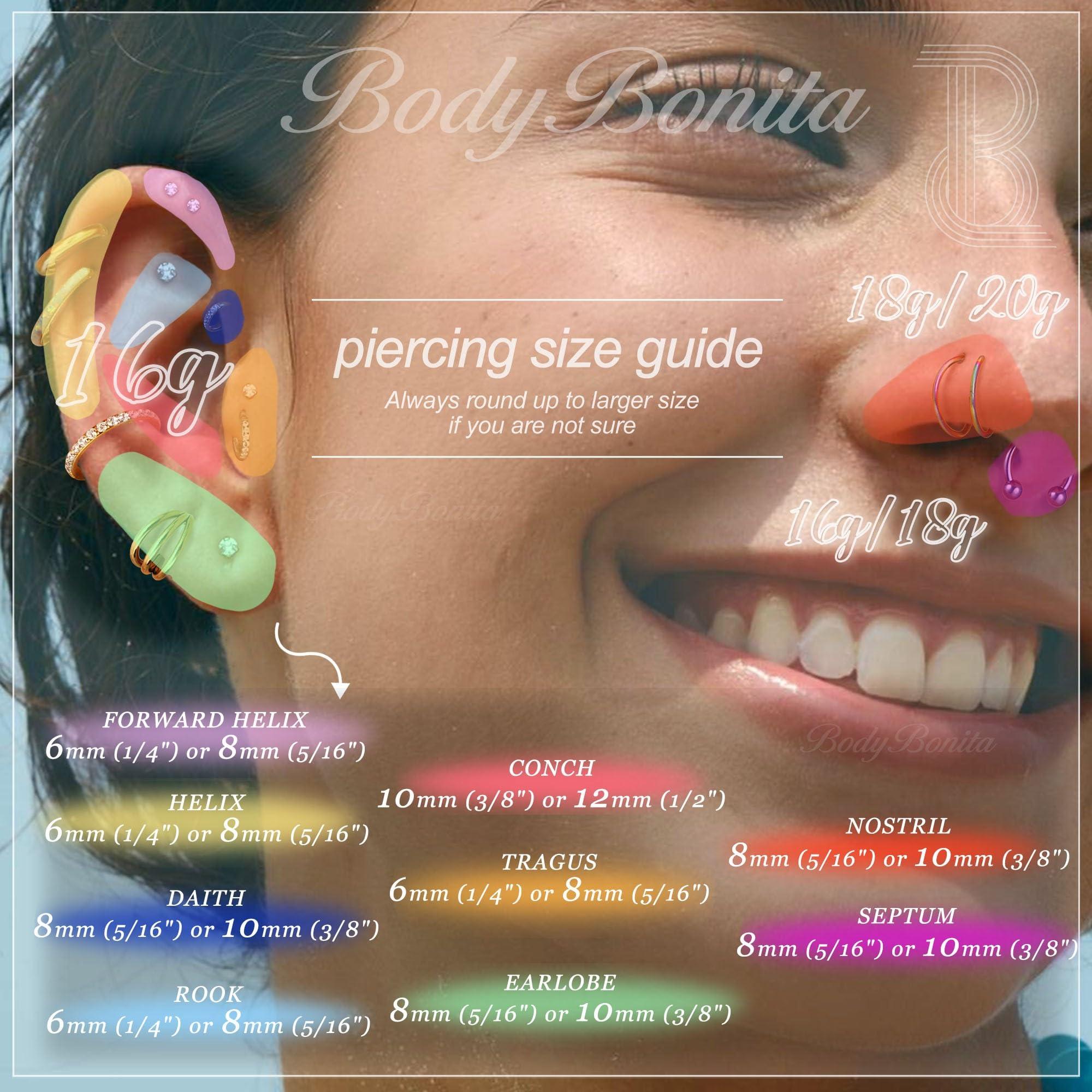 BodyBonita Triple/Double Hoop Nose Ring - 316L Stainless Steel Septum Clicker 16G/18G/20G CZ Conch Piercing Jewelry Septum Clicker Rings Cartilage Earring Helix Rook Tragus Gold/Black/Silver/Rose Gold - Image 6