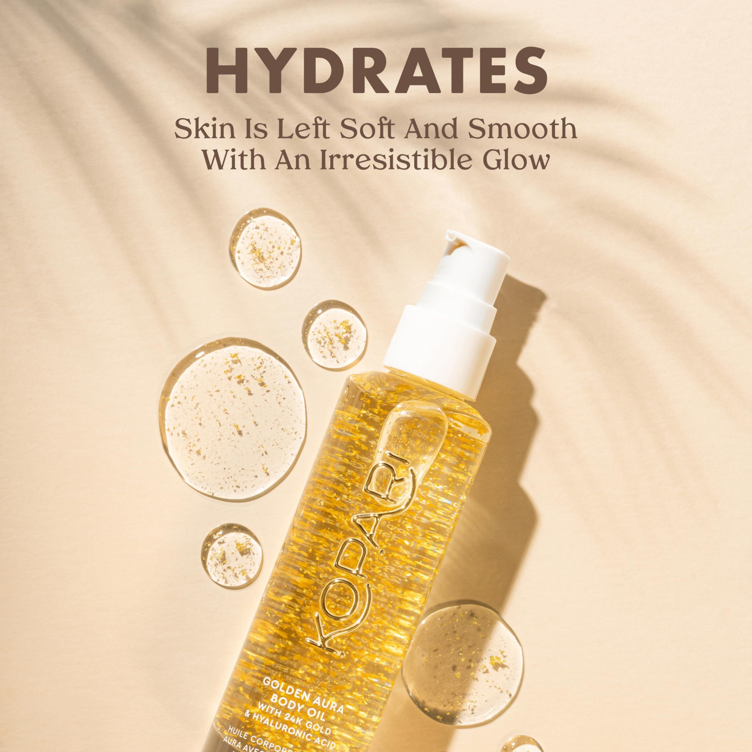 Kopari Golden Aura Body Oil with 24k Gold & Hyaluronic Acid - Hydrating Formula for Glowing Skin 3.3 oz - Image 2