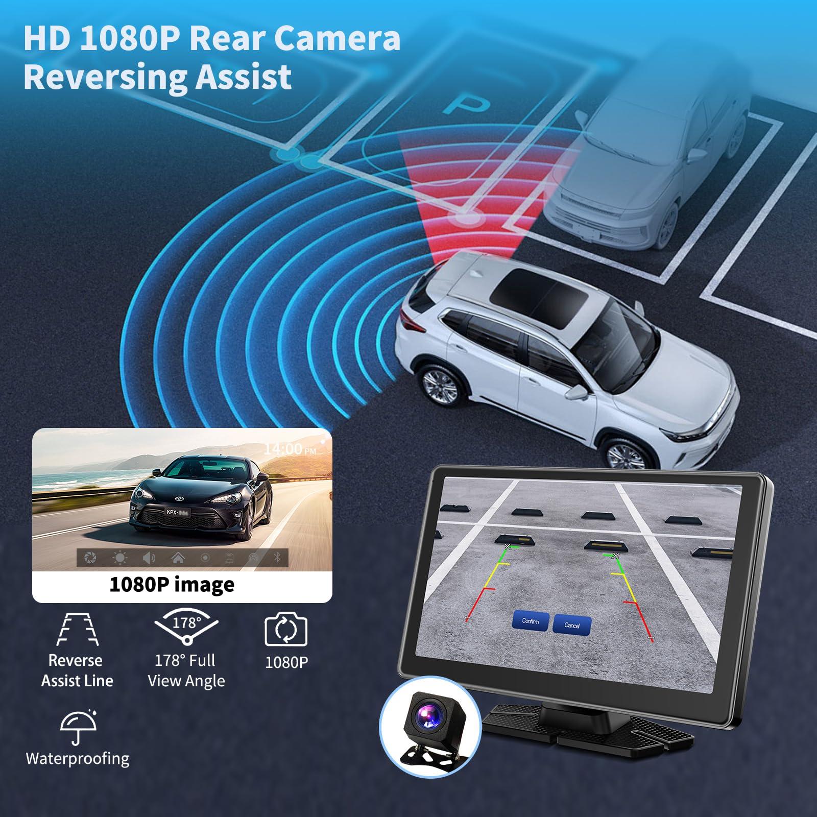 9 inch HD Portable Wireless carplay Screen for car & Android Auto Touchscreen With1080P Backup Camera/Mirror Link/Navigation/Car Stereo/Drive Play/Bluetooth/Voice Control - Image 3