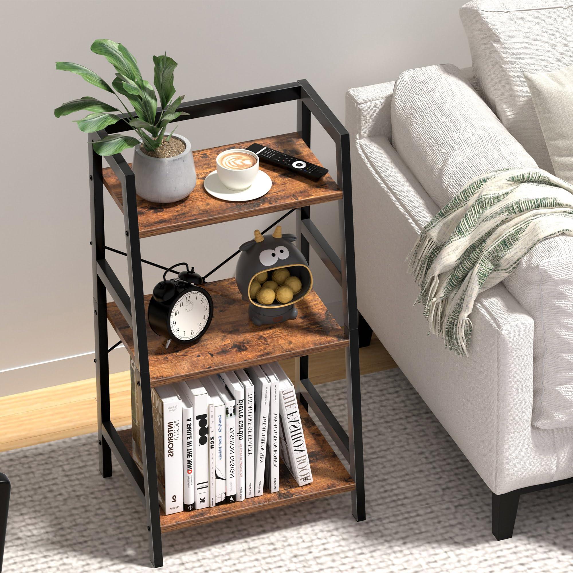 Bookshelf, Bookcase for Small Spaces, 3-Tier Shelf Bookcase, Short Shelf Storage Organizer for Living Room, Bedroom, Home Office, Kitchen, 11.8 "D x 16.5" W x 31.3 "H, Rustic Brown - Image 5