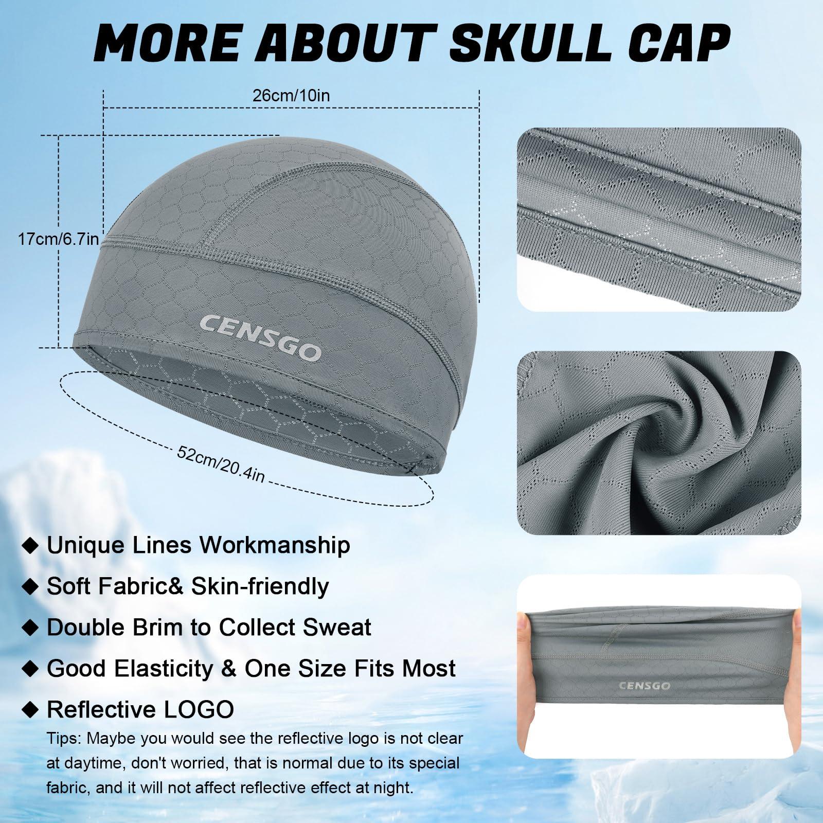 CENSGO Skull Cap Helmet Liner for Men Women, Cycling Cap Sweat Wicking Liner, Cooling Head Cover for Running - Image 3