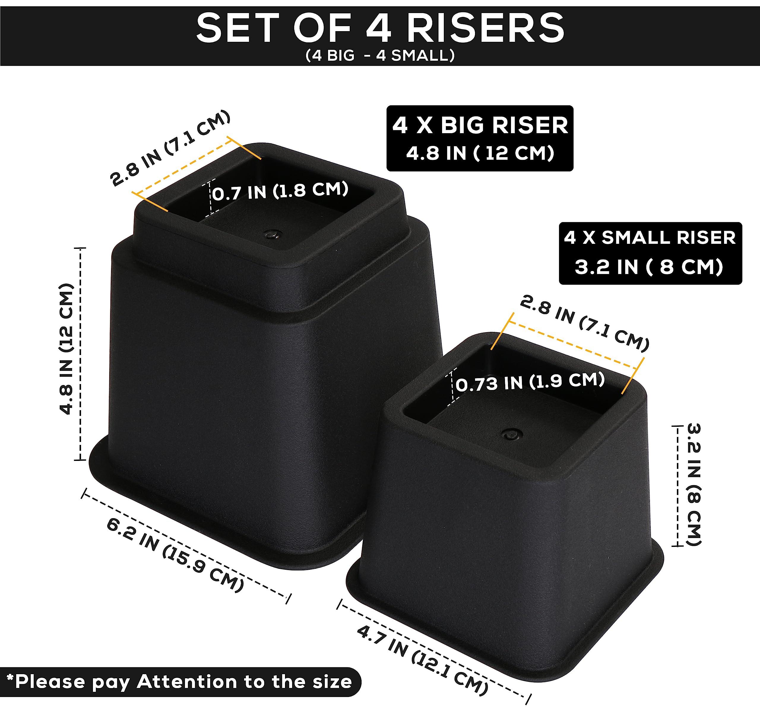 Utopia Bedding Adjustable Bed Furniture Risers - Elevation in Heights 3, 5 or 8 Inch Heavy Duty Risers for Beds and Under Bed Storage - Supports up to 1,300 lbs - (Set of 4 Riser, Black) - Image 7