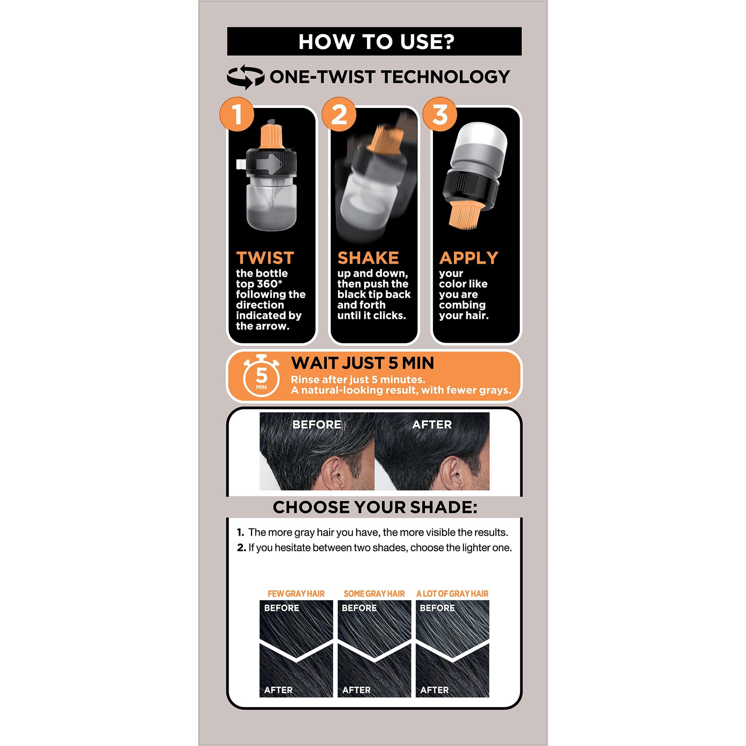 L’Oreal Paris Men Expert One Twist Mess Free Permanent Hair Color, Mens Hair Dye to Cover Grays, Easy Mix Ammonia Free Application, Dark Brown 03, 1 Application Kit - Image 10