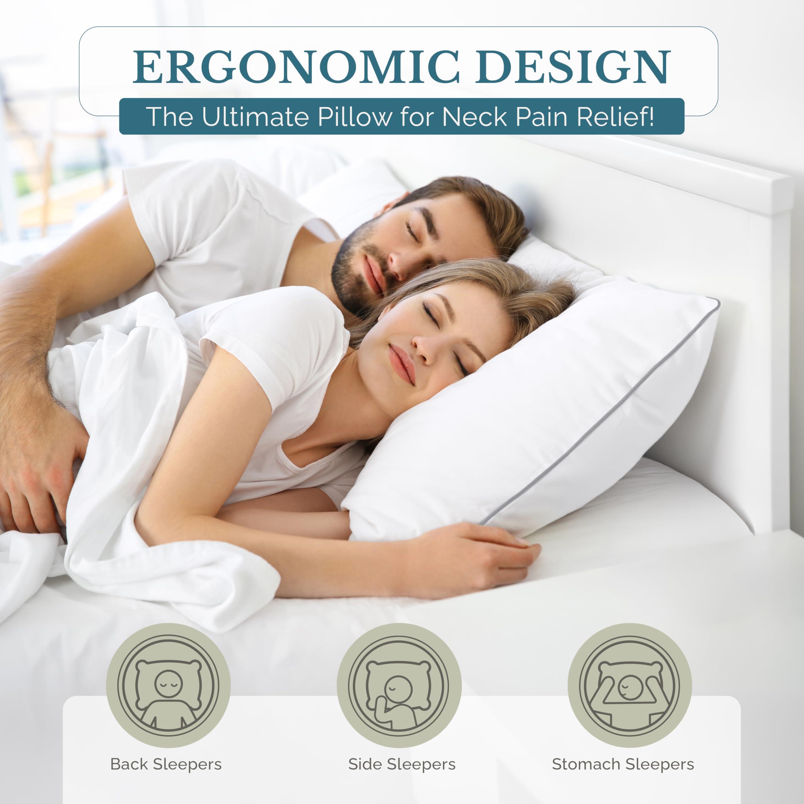 Casa Platino Bed Pillows Standard Size Set of 4 - Firm, Cozy & Soft Pillows for Adults- Pack of 4 – Luxury Bed Pillow for Side, Back & Stomach Sleepers - White - Image 2