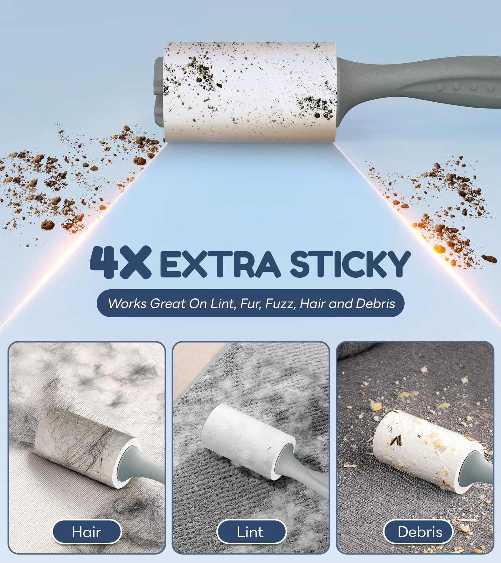MONSEK 4X Extra Sticky Lint Roller for Pet Hair, Lint Rollers 315 Sheets Mega Value Set, Pet Hair Remover with 3 Upgraded Handle 3 Rollers, Portable Lint Remover for Clothes, Furniture, Dog & Cat Hair - Image 2