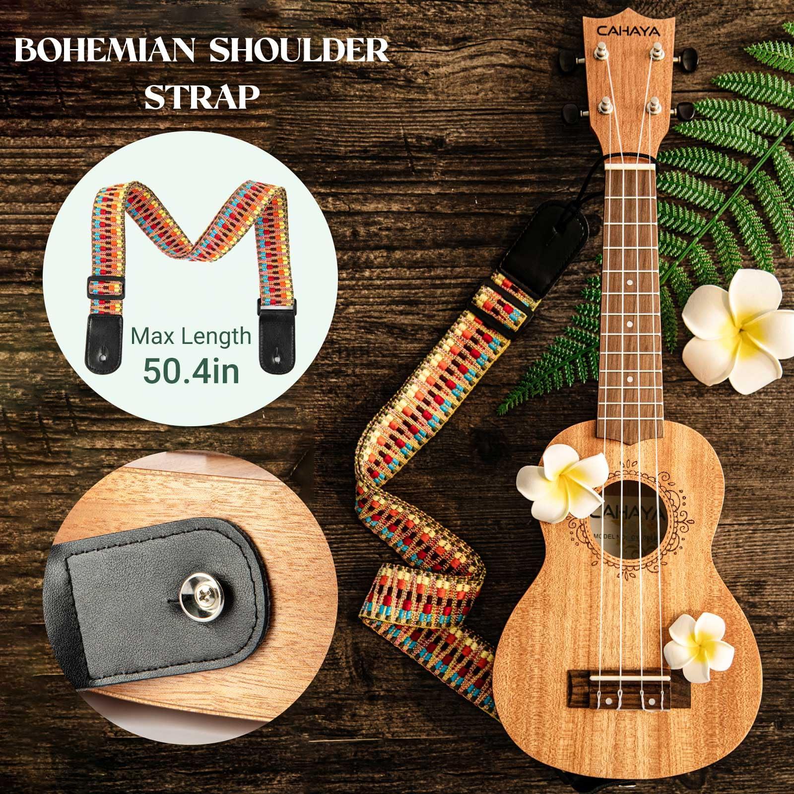 CAHAYA 21 Inch Ukulele Mahogany Beginner Kit Soprano Ukelele with Gig Bag Rainbow Strap Fretboard Stickers for Both Adults and Kids Professional Hawaiian Ukalalee Gifts CY0068 - Image 4