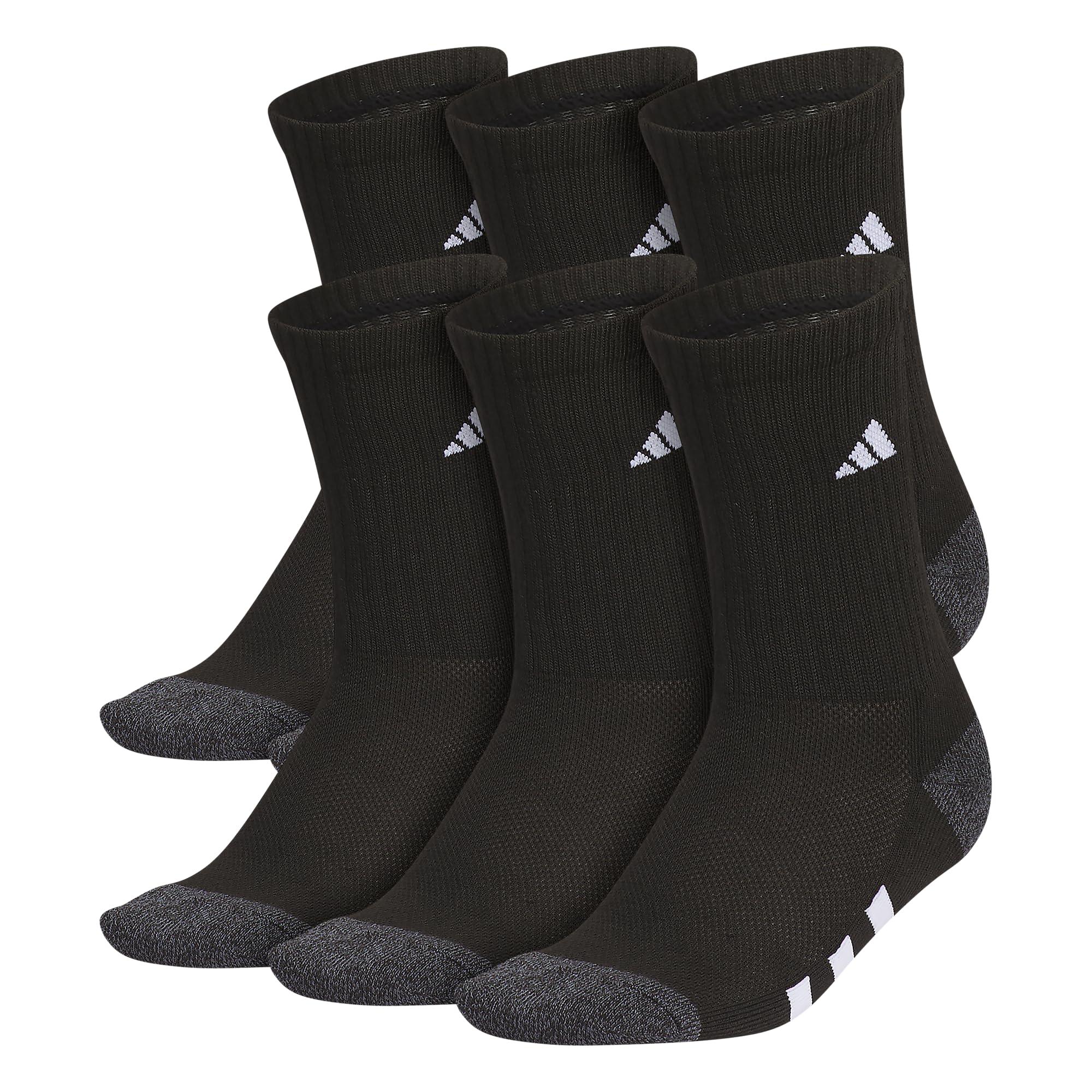 adidas Youth Athletic Cushioned 6-Pack Crew, Kid's Crew Socks for Sports, Durable & Breathable